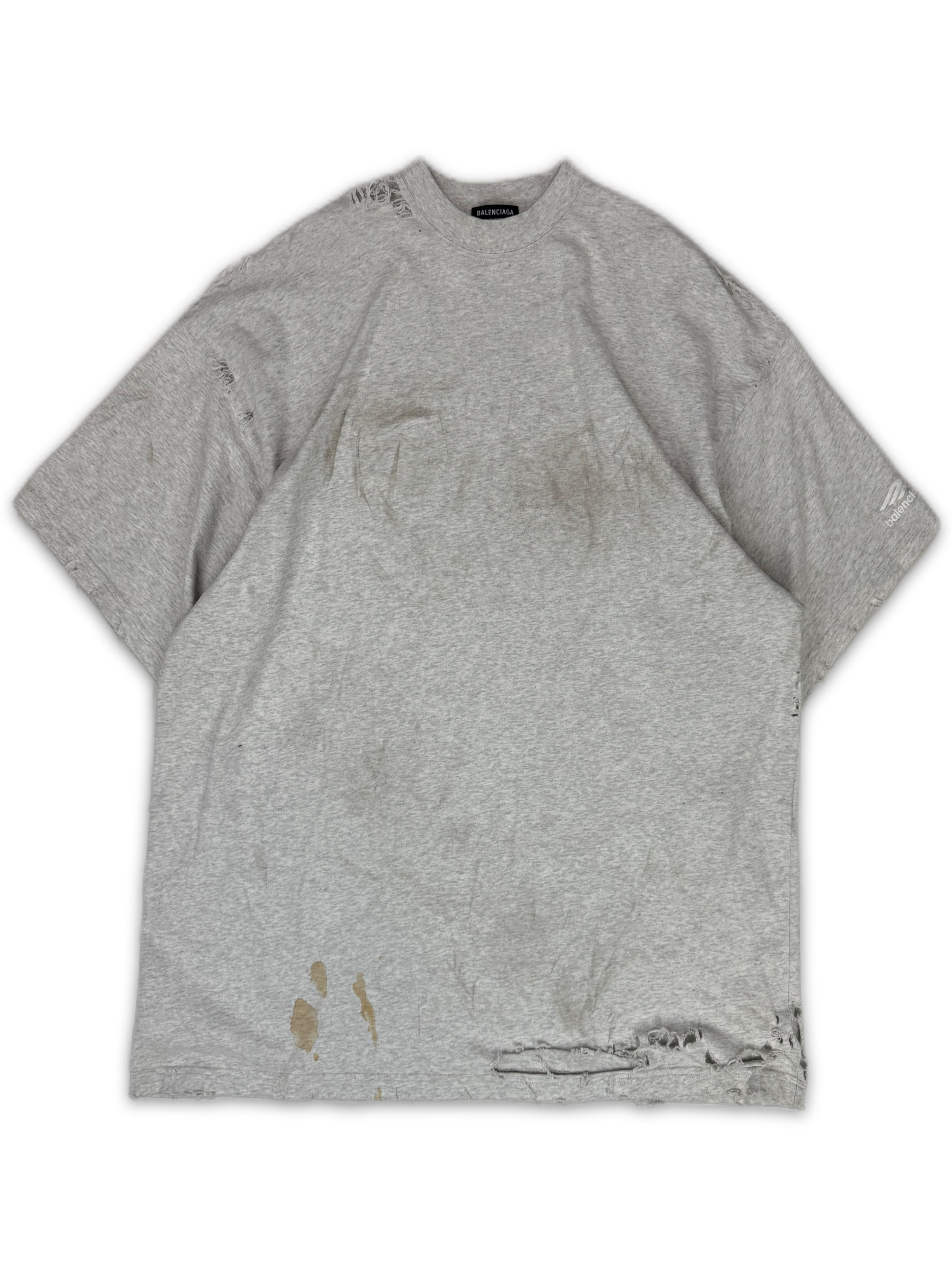 Balenciaga Distressed ‘Calendar’ Heather Grey Layered T-Shirt