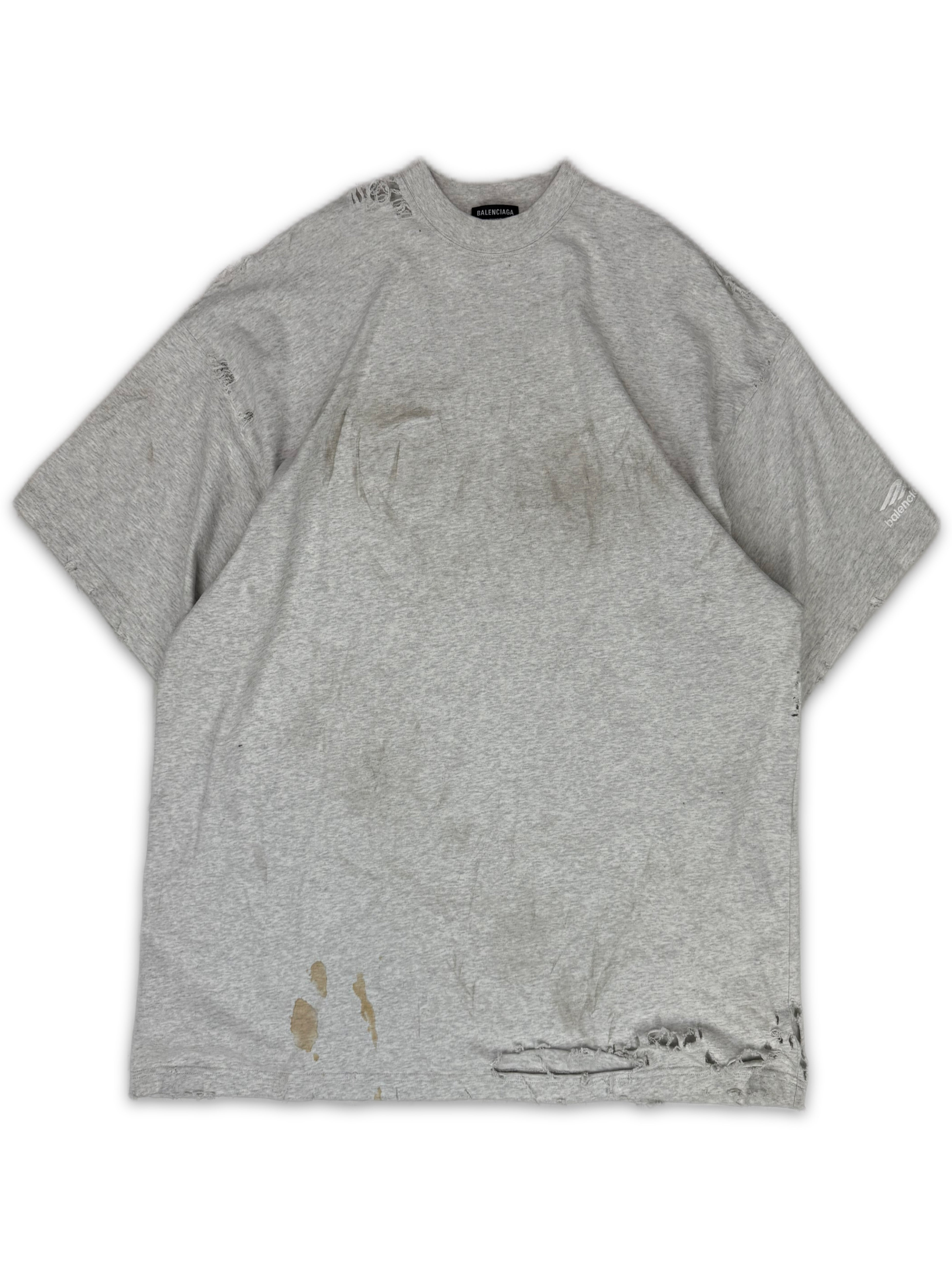 Balenciaga Distressed ‘Calendar’ Heather Grey Layered T-Shirt