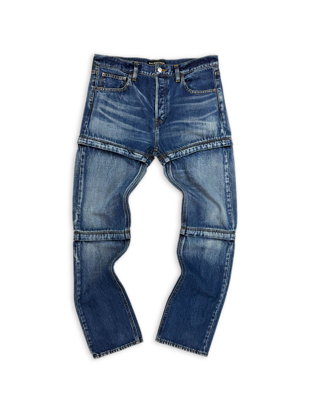 SS18 Balenciaga 3 in 1 Blue Convertible Multi Zipper Denim