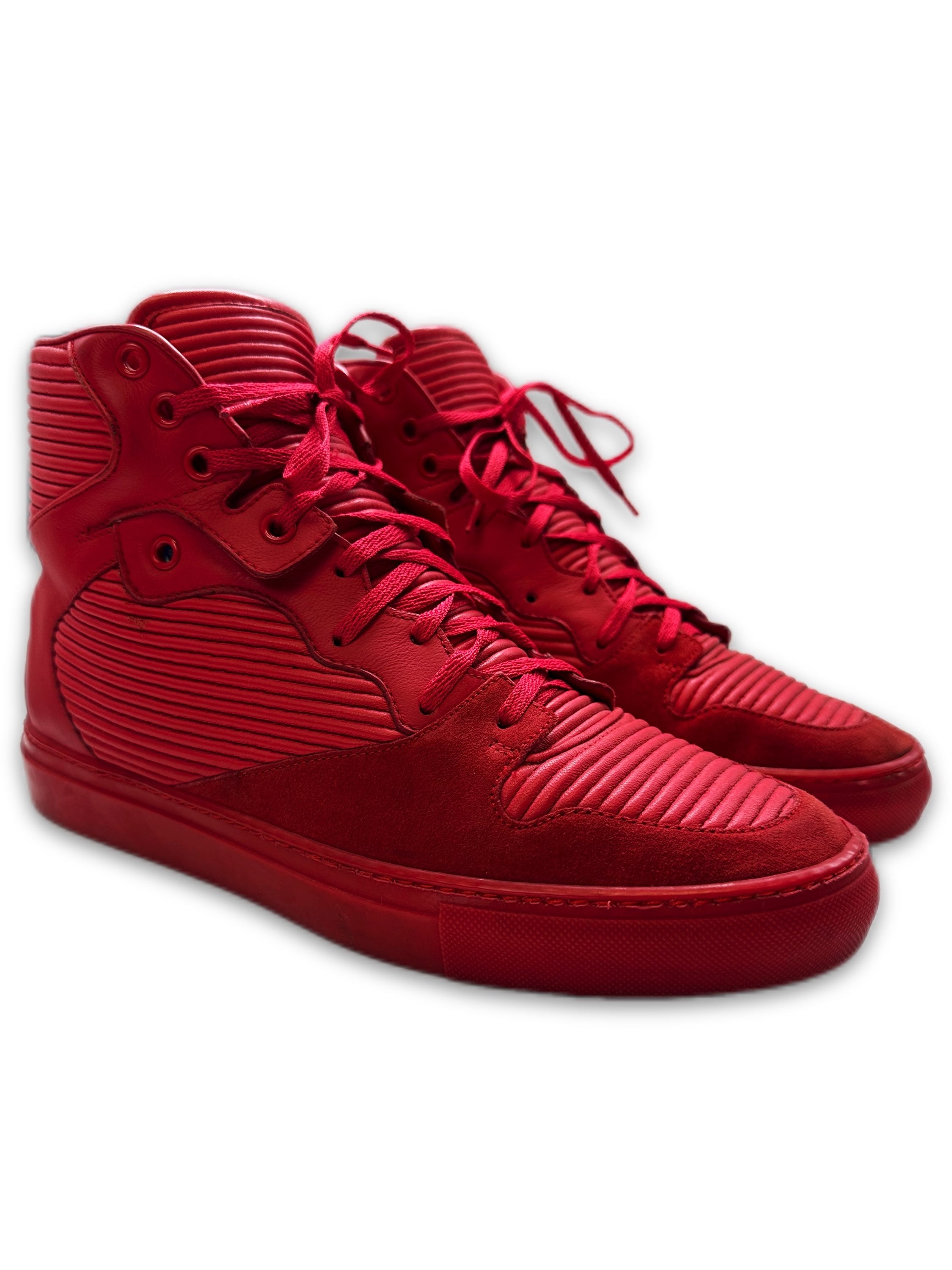 Balenciaga Pleated Arena Hi-top Cherry Red Sneakers