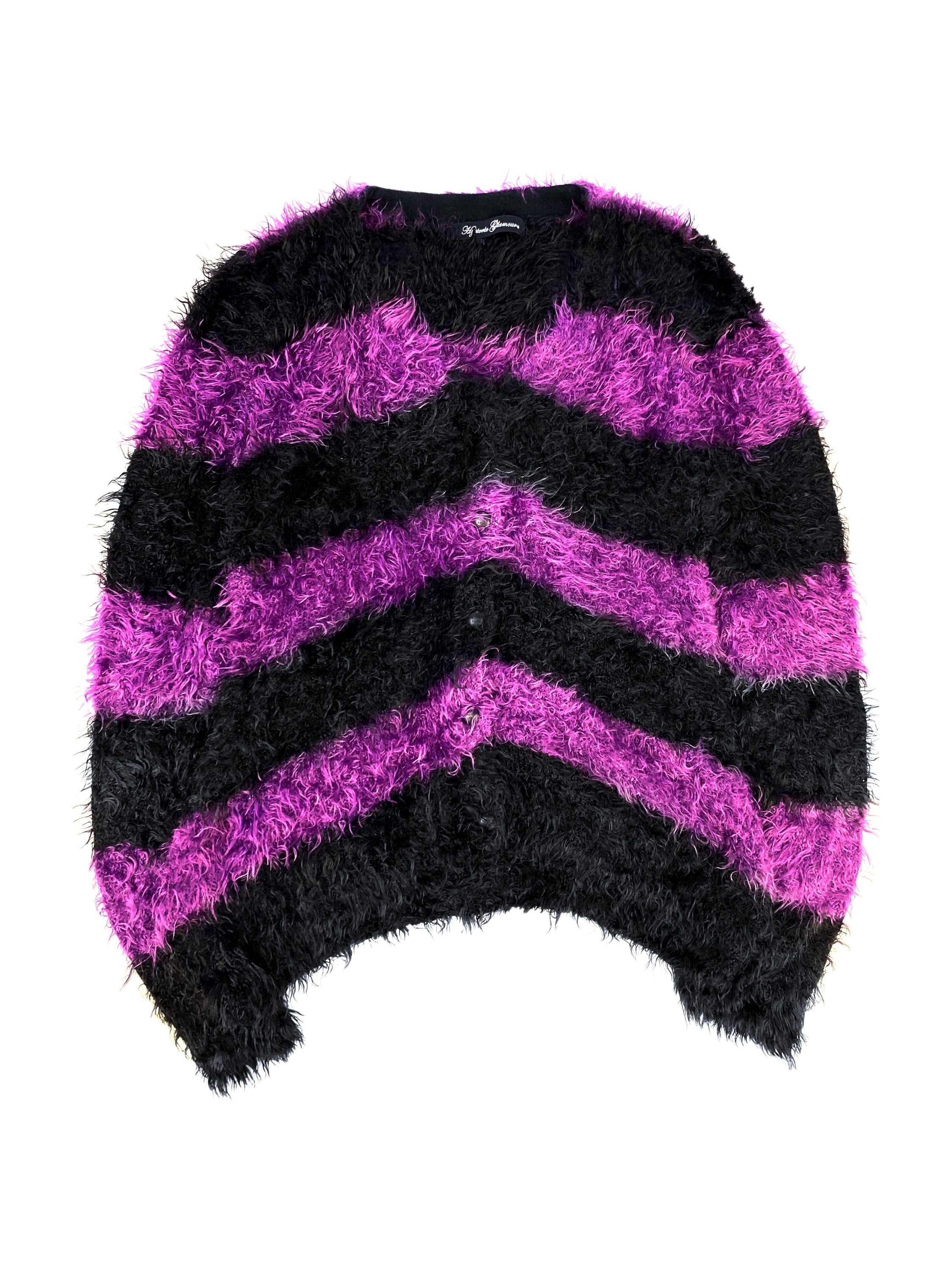 00s Hysteric Glamour Striped Shag Knitted Cardigan