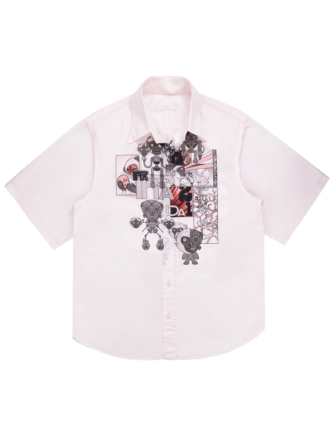 SS18 Prada James Jean “Laser Monkey” Graphic Camp-collar Shirt