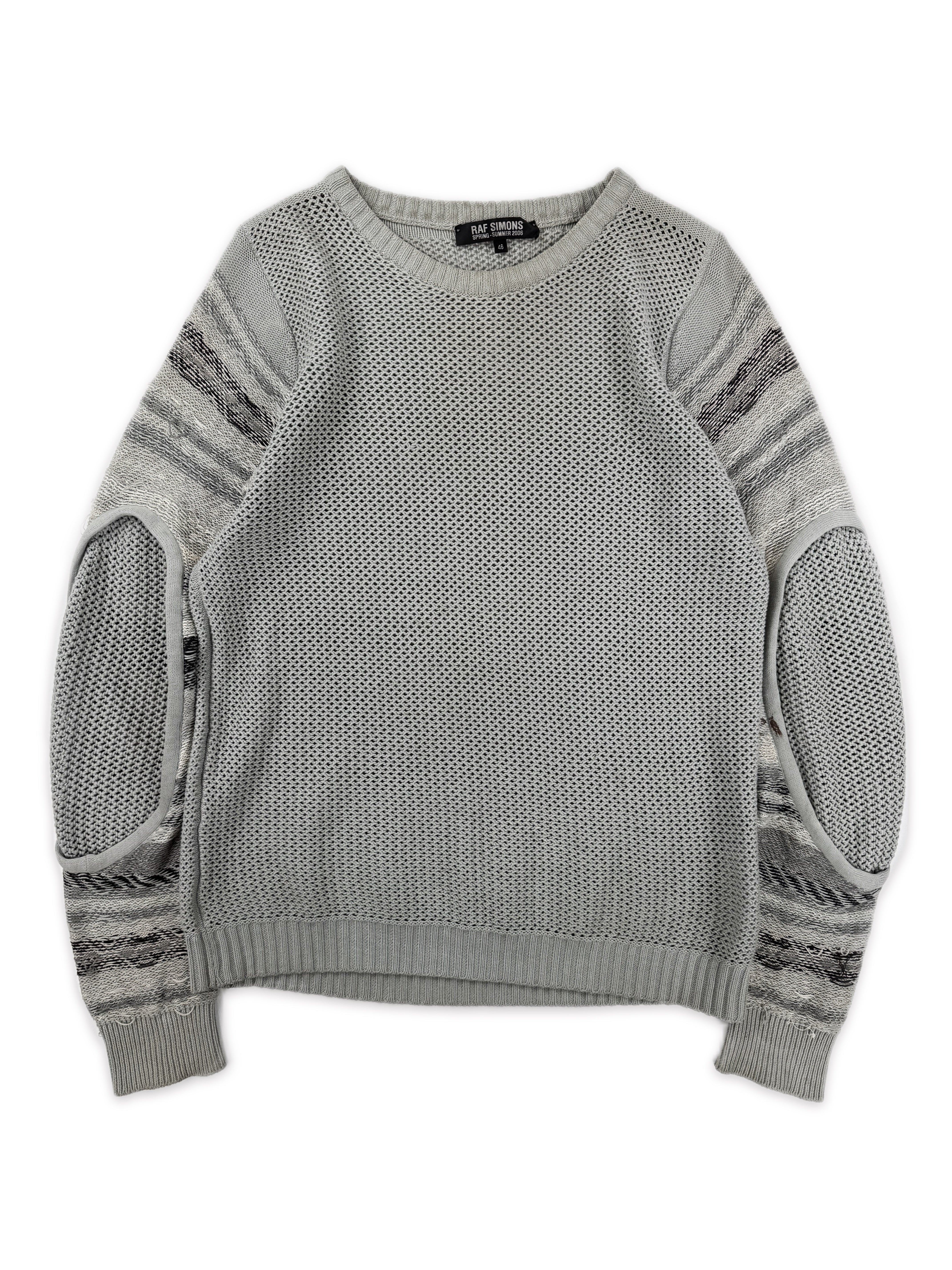 SS06 RAF SIMONS ‘ICARUS SURGIT’ ELBOW CUT OUT KNITTED SWEATER ...
