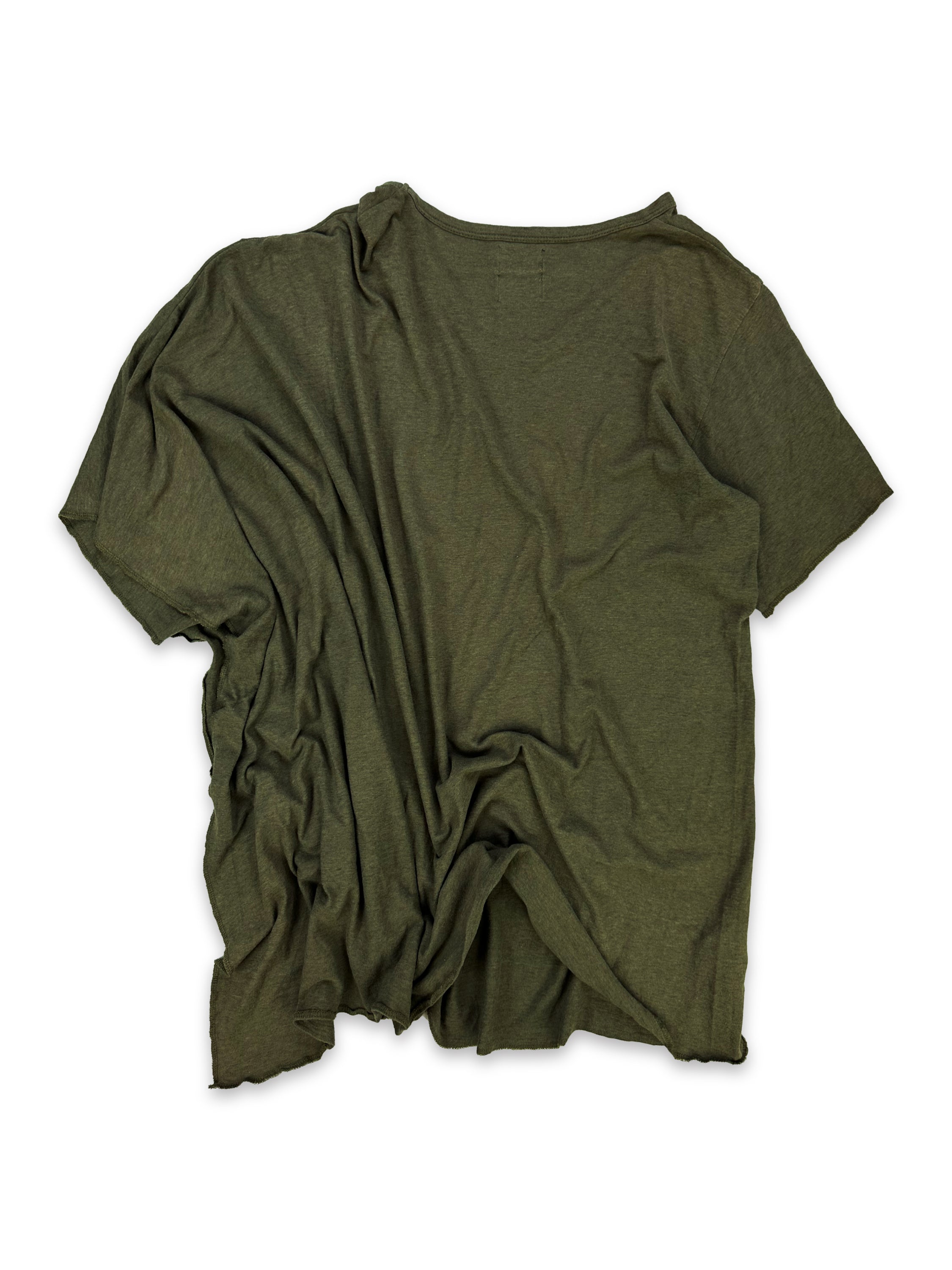 Mihara Yasuhiro Unhemmed Olive Green Army T-Shirt