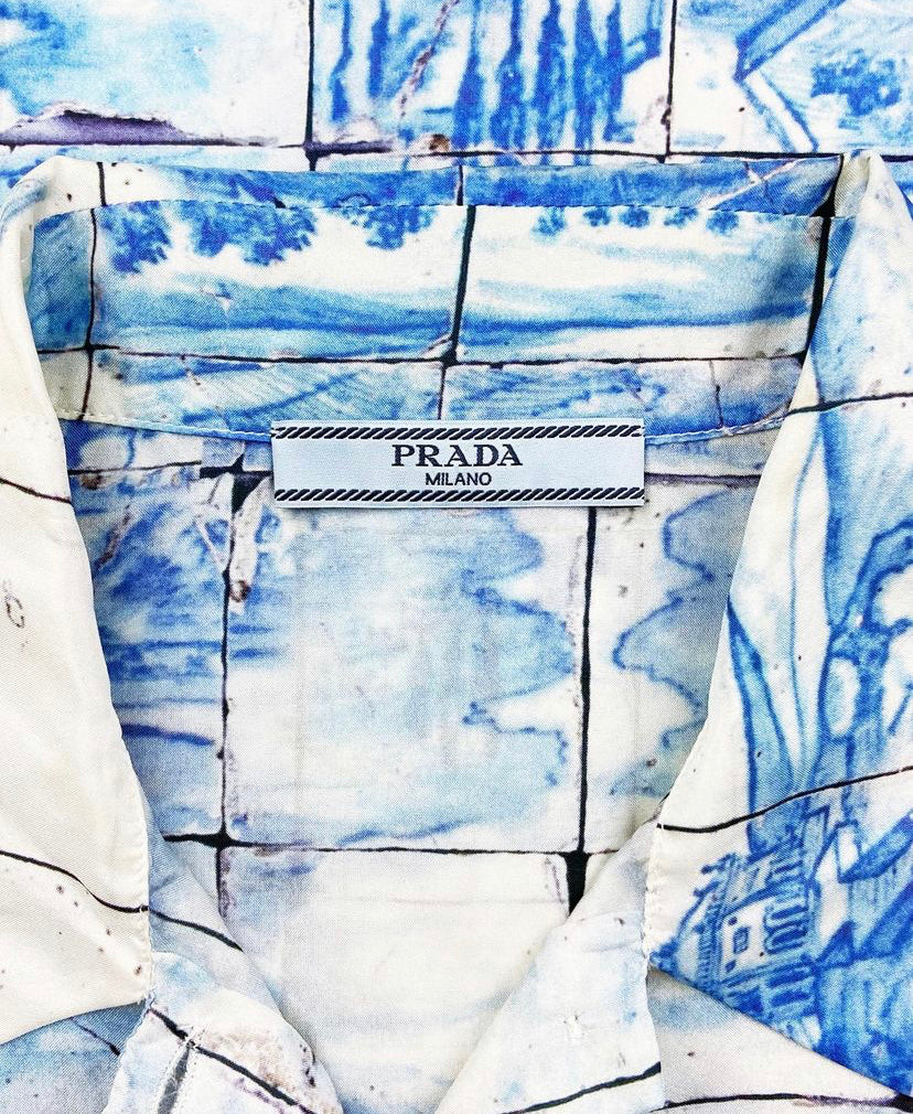 SS13 Prada Village Full Print Silk Buttoned Vest