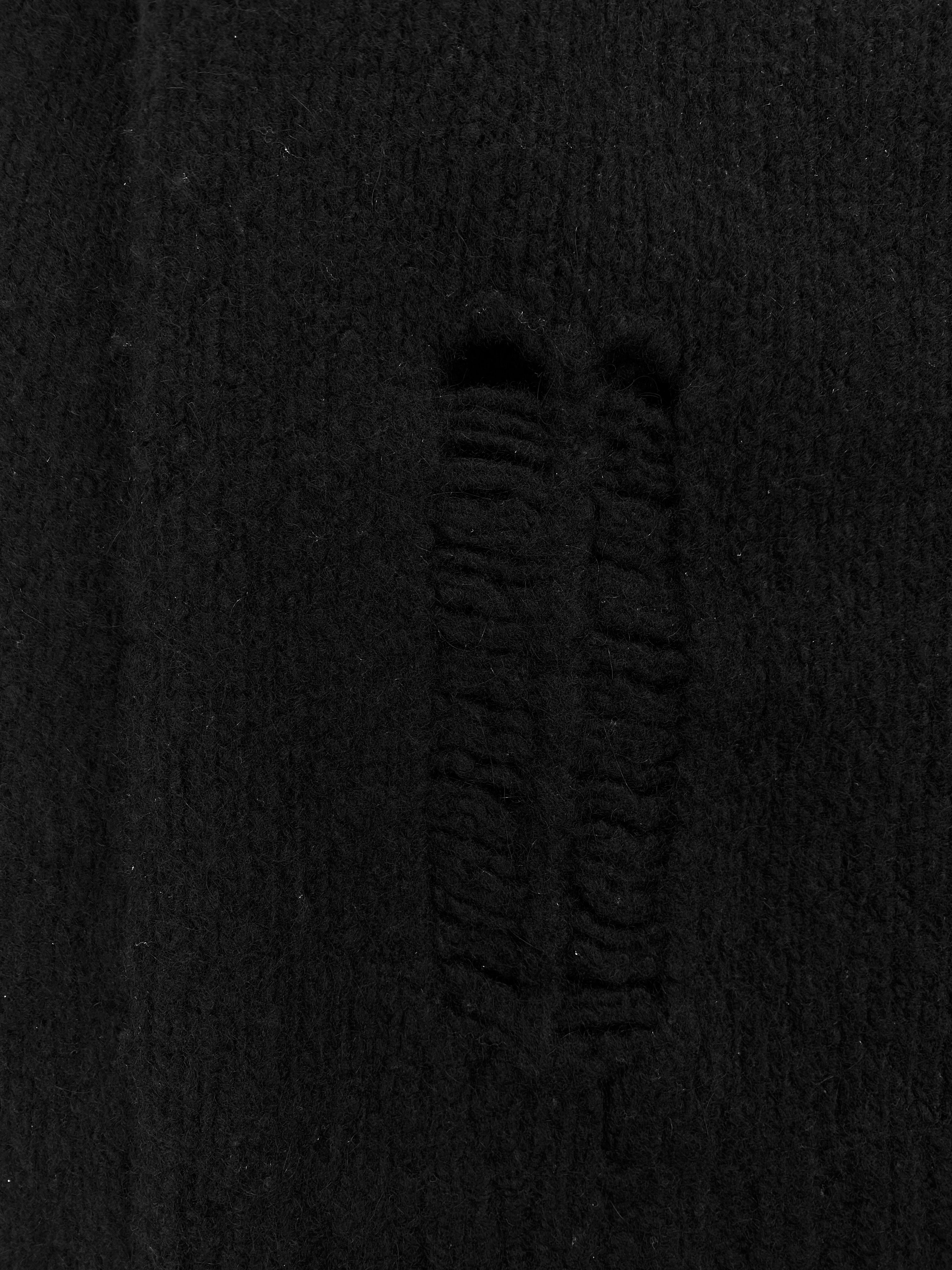 Marni Hand Distressed Black Wool Knitted Sweater