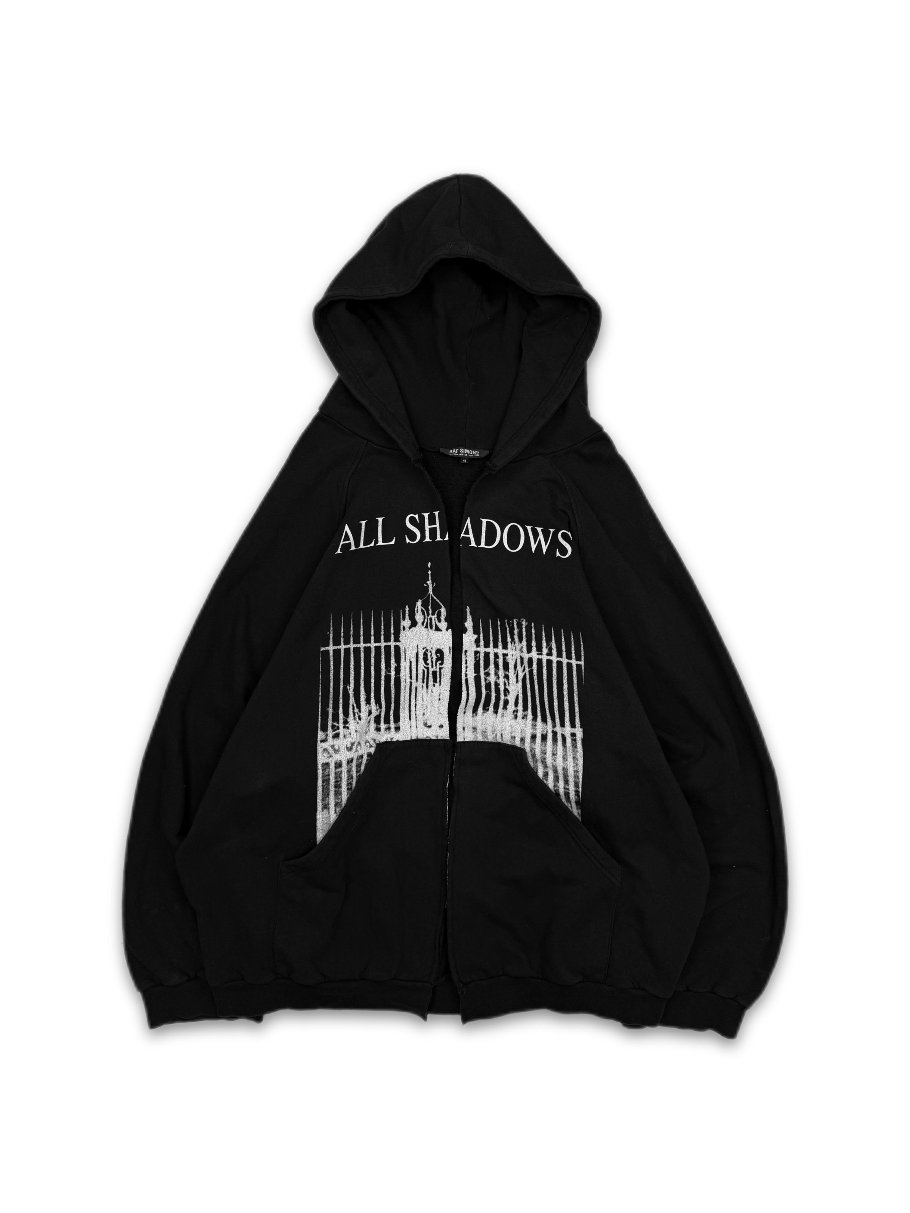 AW05 Raf Simons ‘All Shadows’ Oversized Black Graphic Hoodie