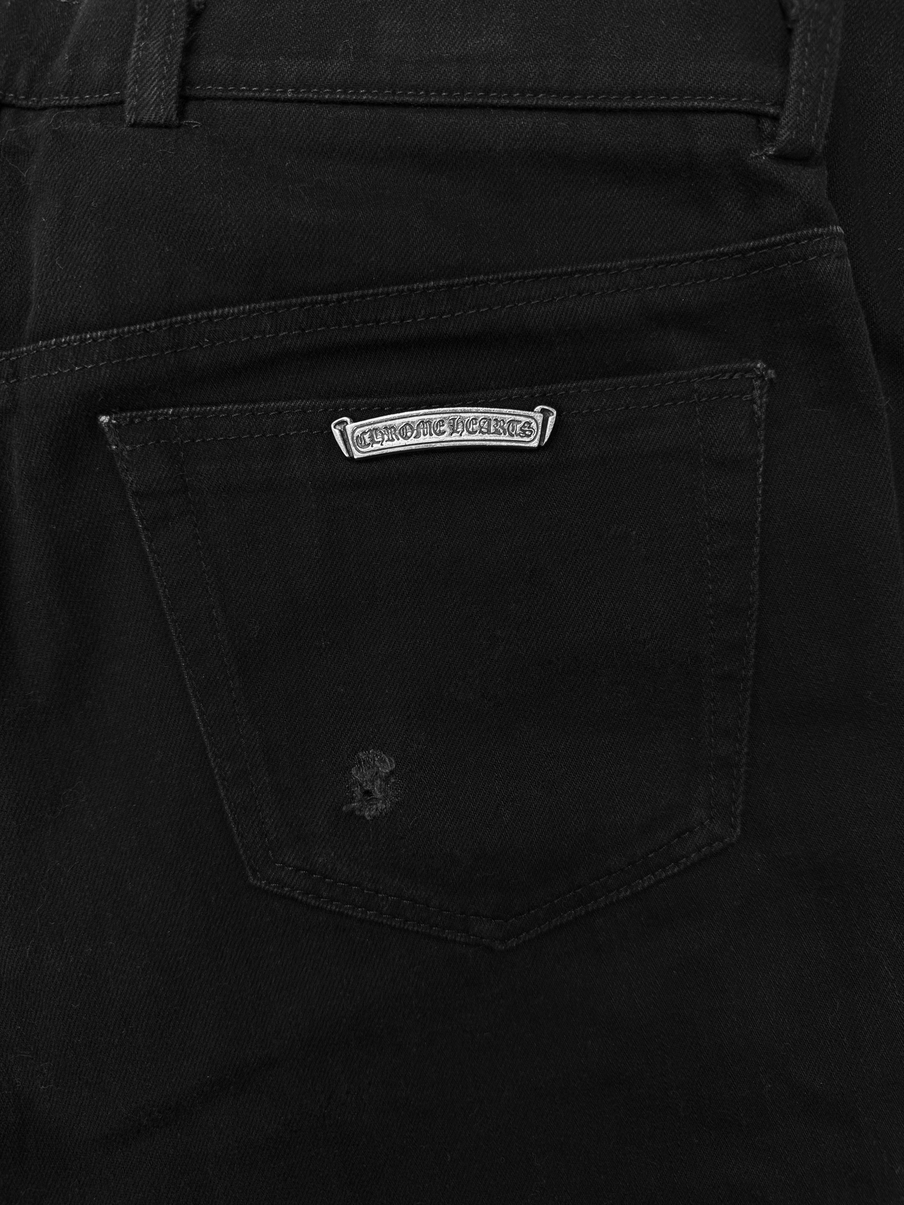 Chrome Hearts Fleur Knee Black .925 Silver Boot Cut Denim