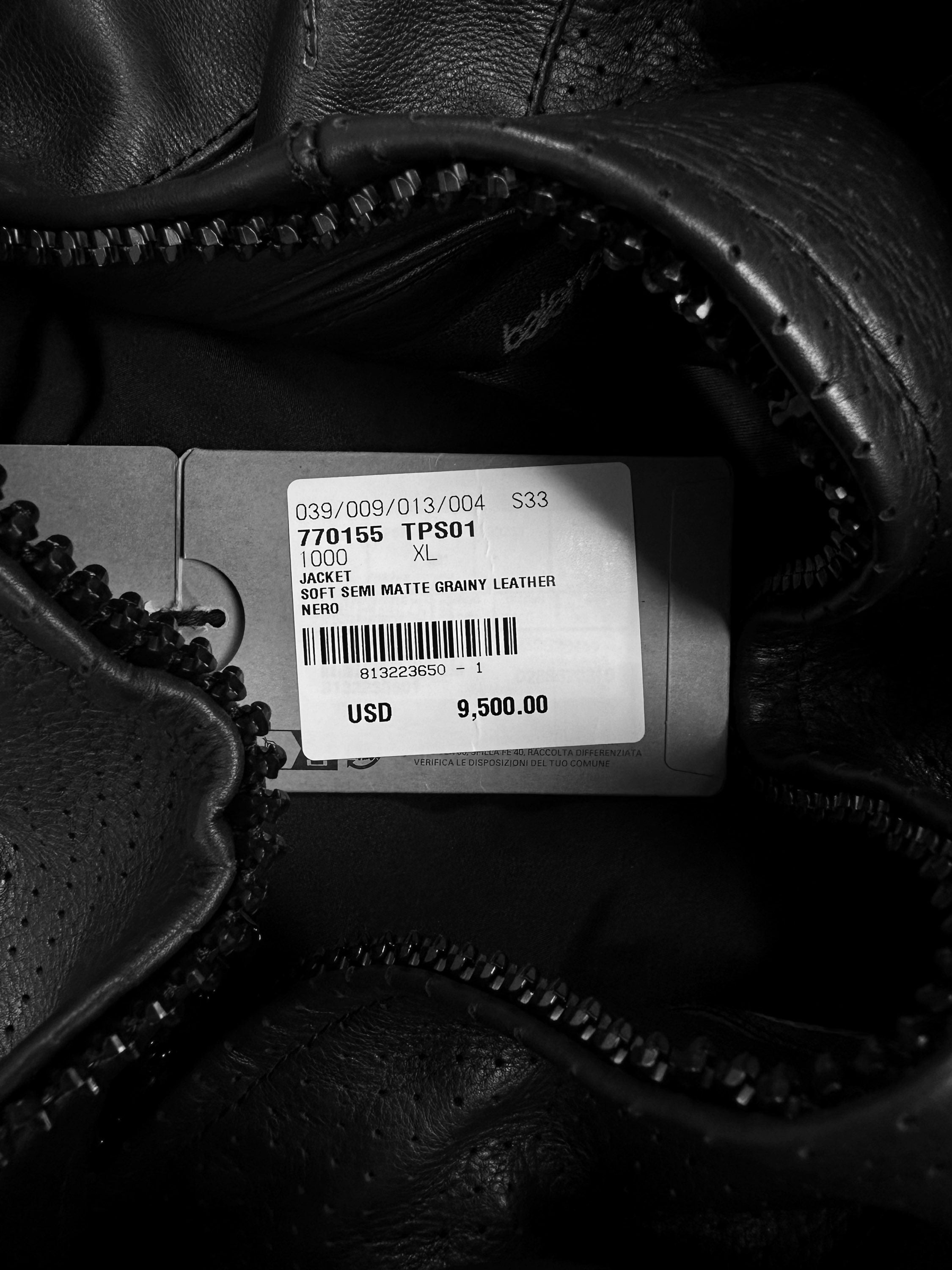 AW23 Balenciaga ‘Padded’ Black Leather Perforated Moto Jacket