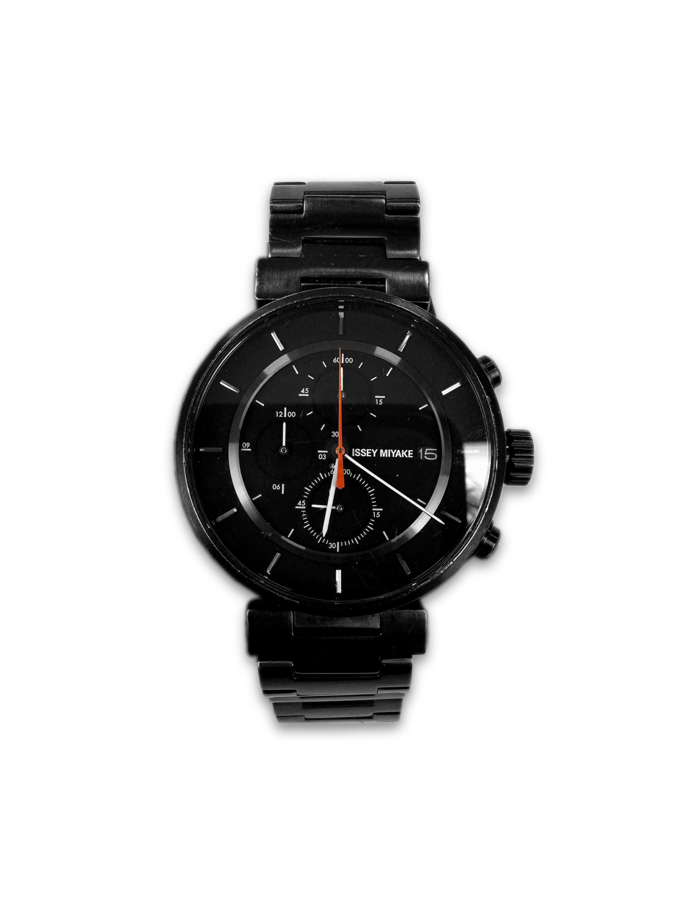 90s Issey Miyake by Satoshi Wada Black Triple Chronograph Watch