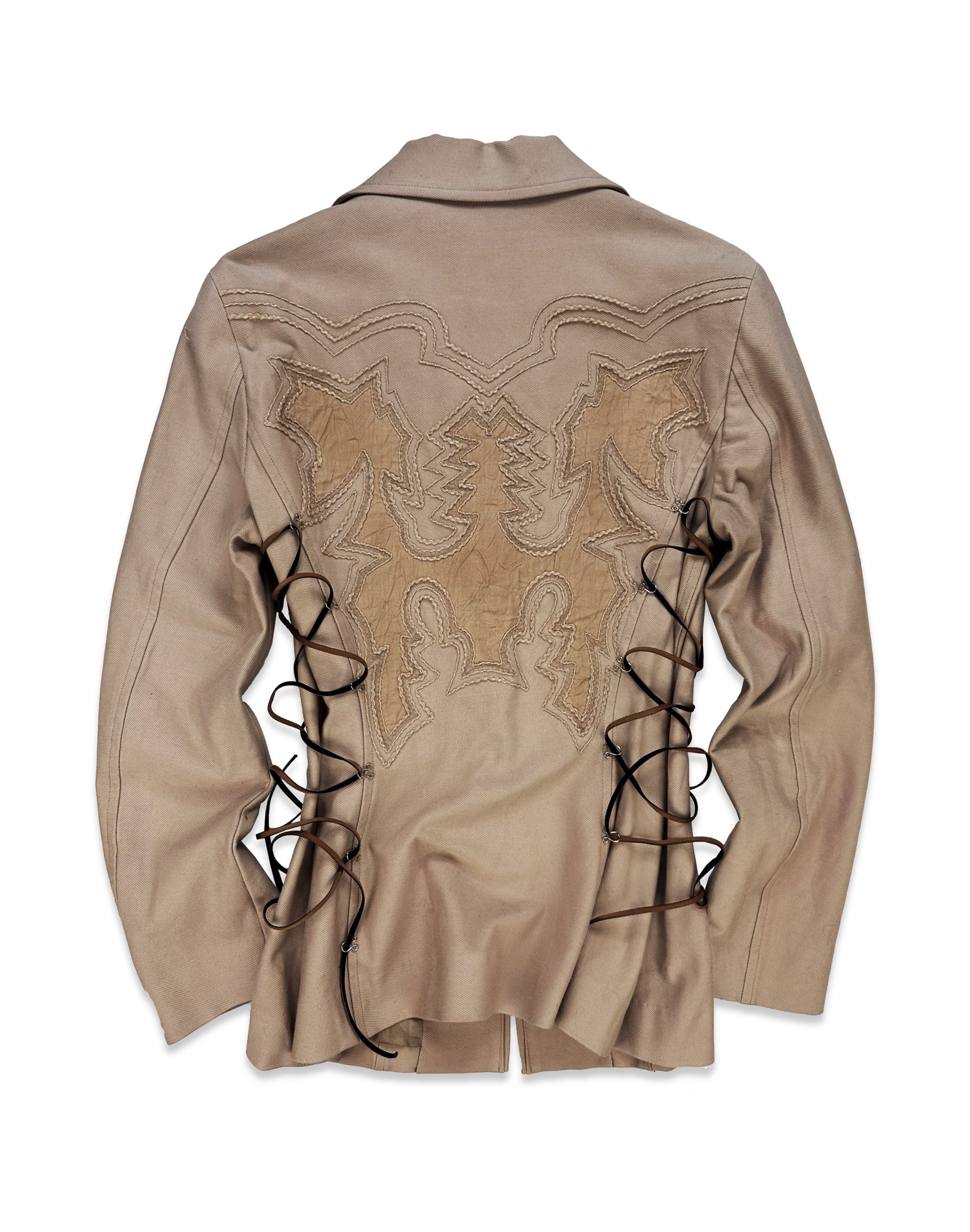 00s Issey Miyake ‘Abstract’ Embroidered Corset Half-Zip Jacket