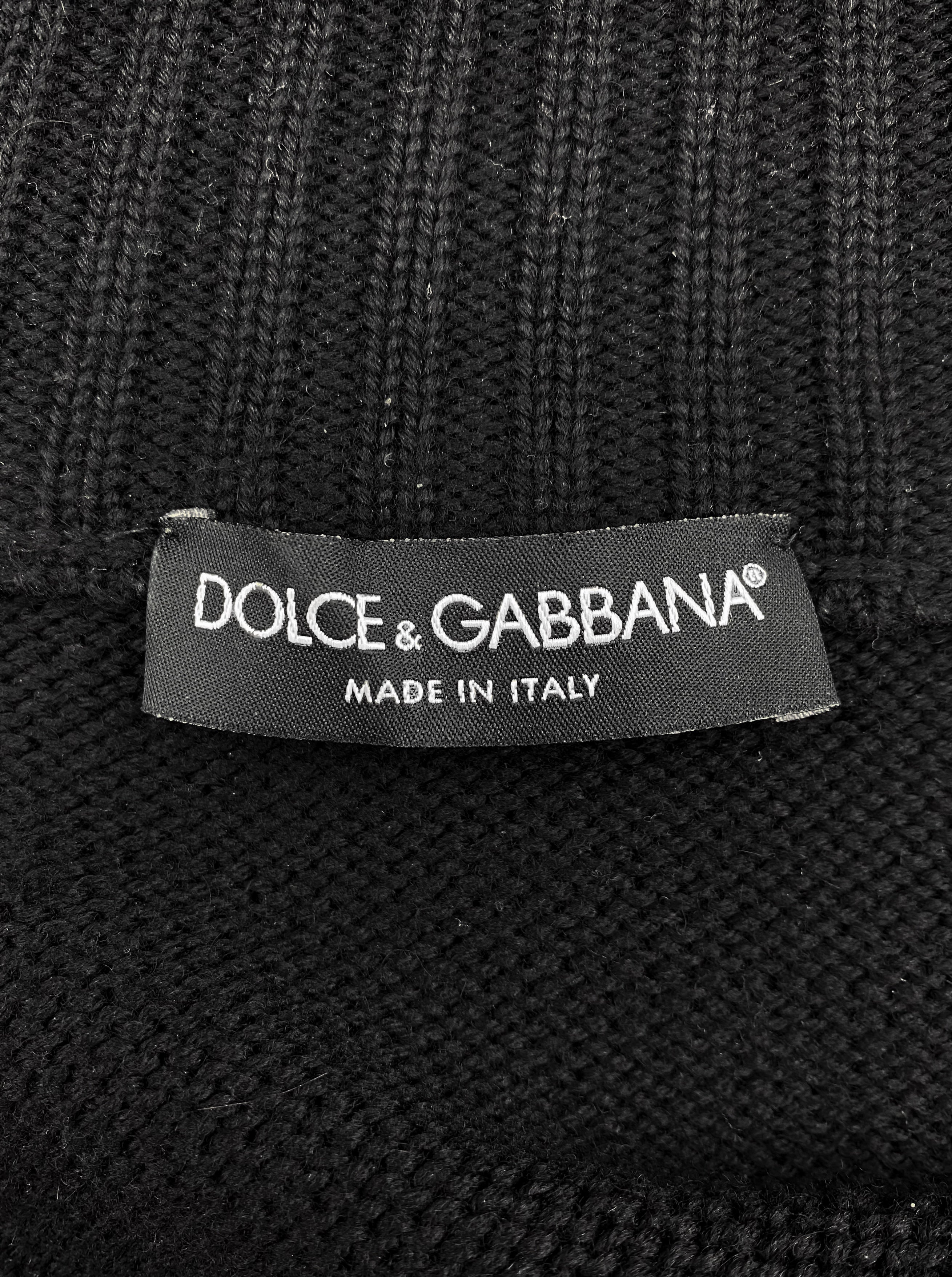AW03 Dolce & Gabbana Spiral Zip Heavy Weave Knitted Turtleneck