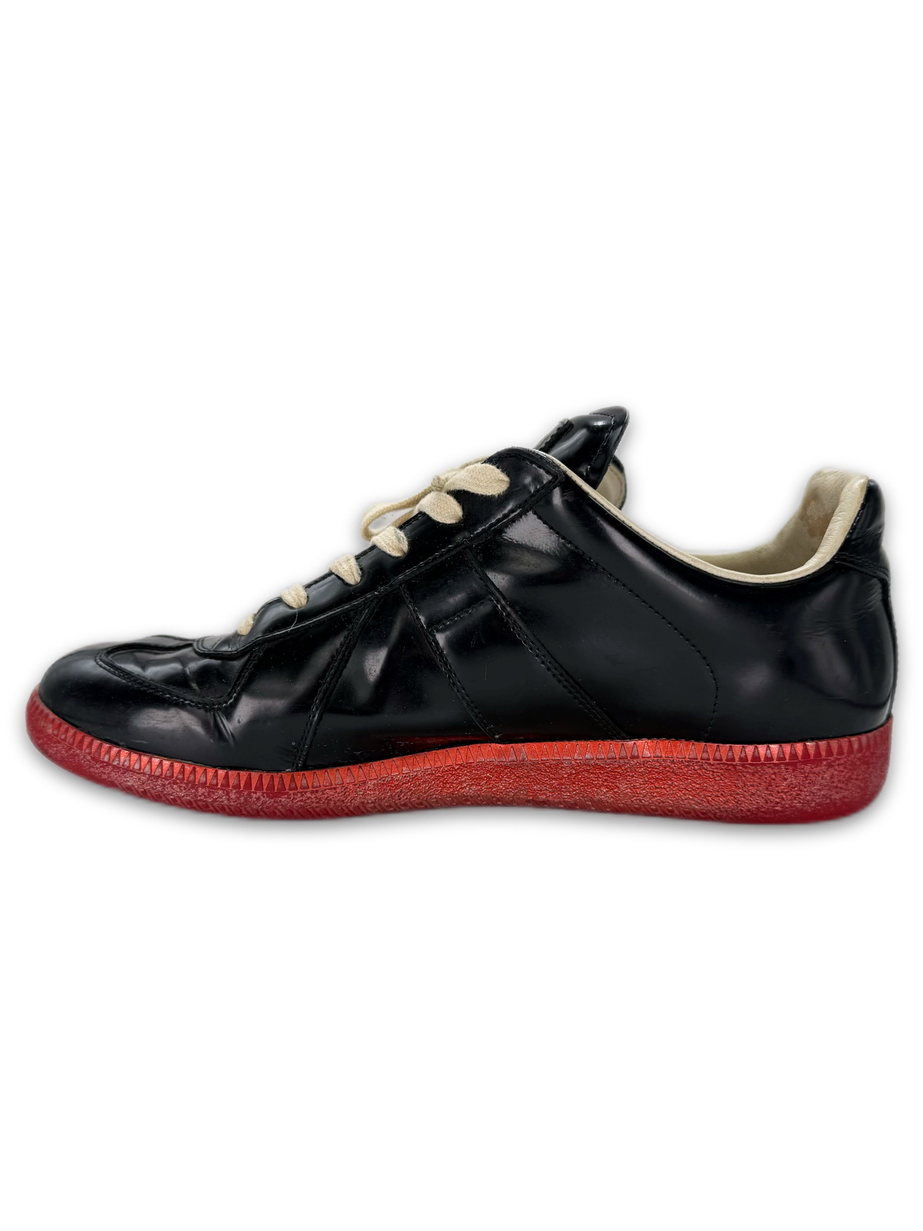 Maison Margiela ‘GAT’ Red Paint Sole Patent Leather Sneakers