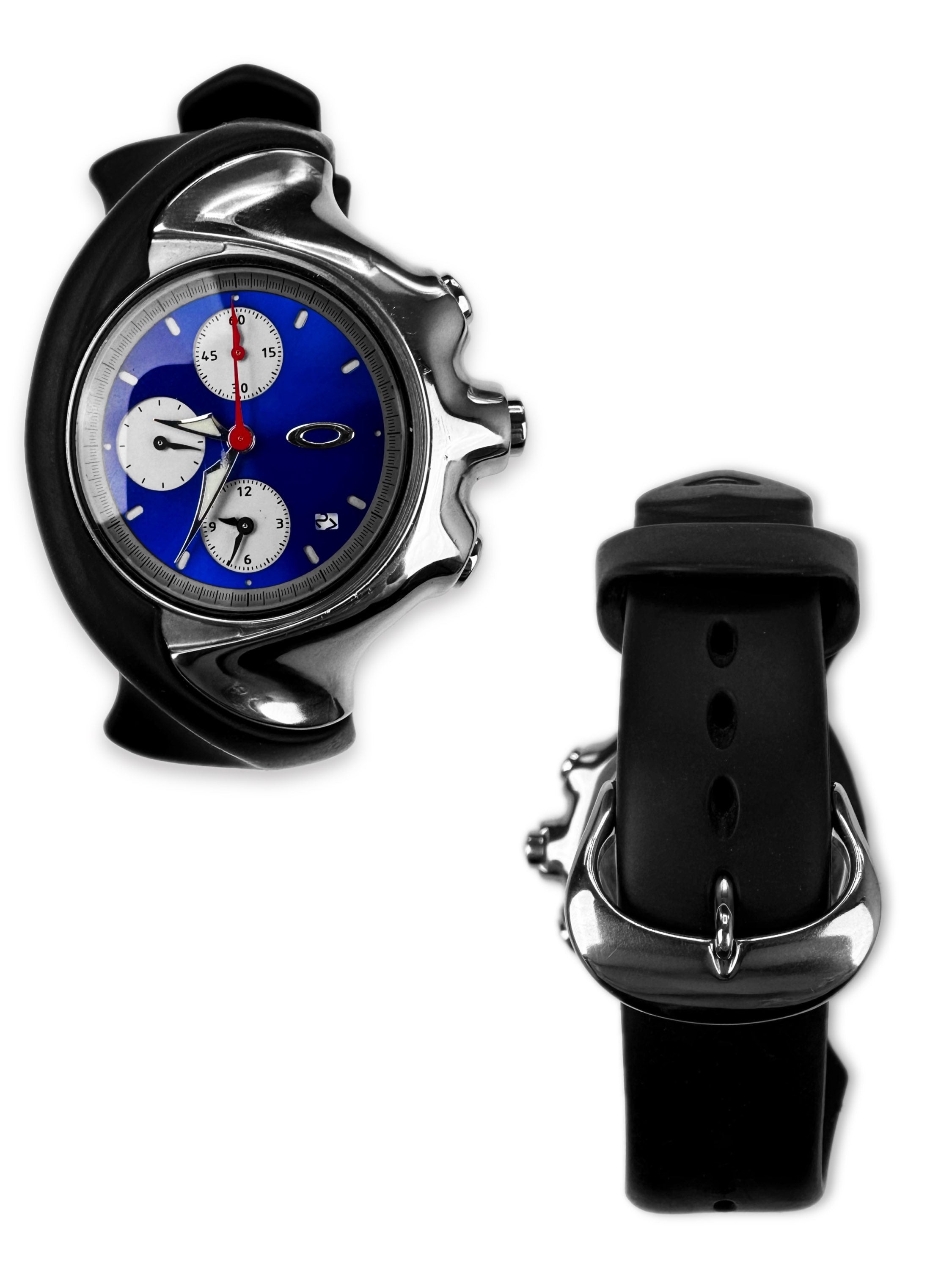 2002 Oakley ‘Detonator’ Silver Analog Chronograph Watch