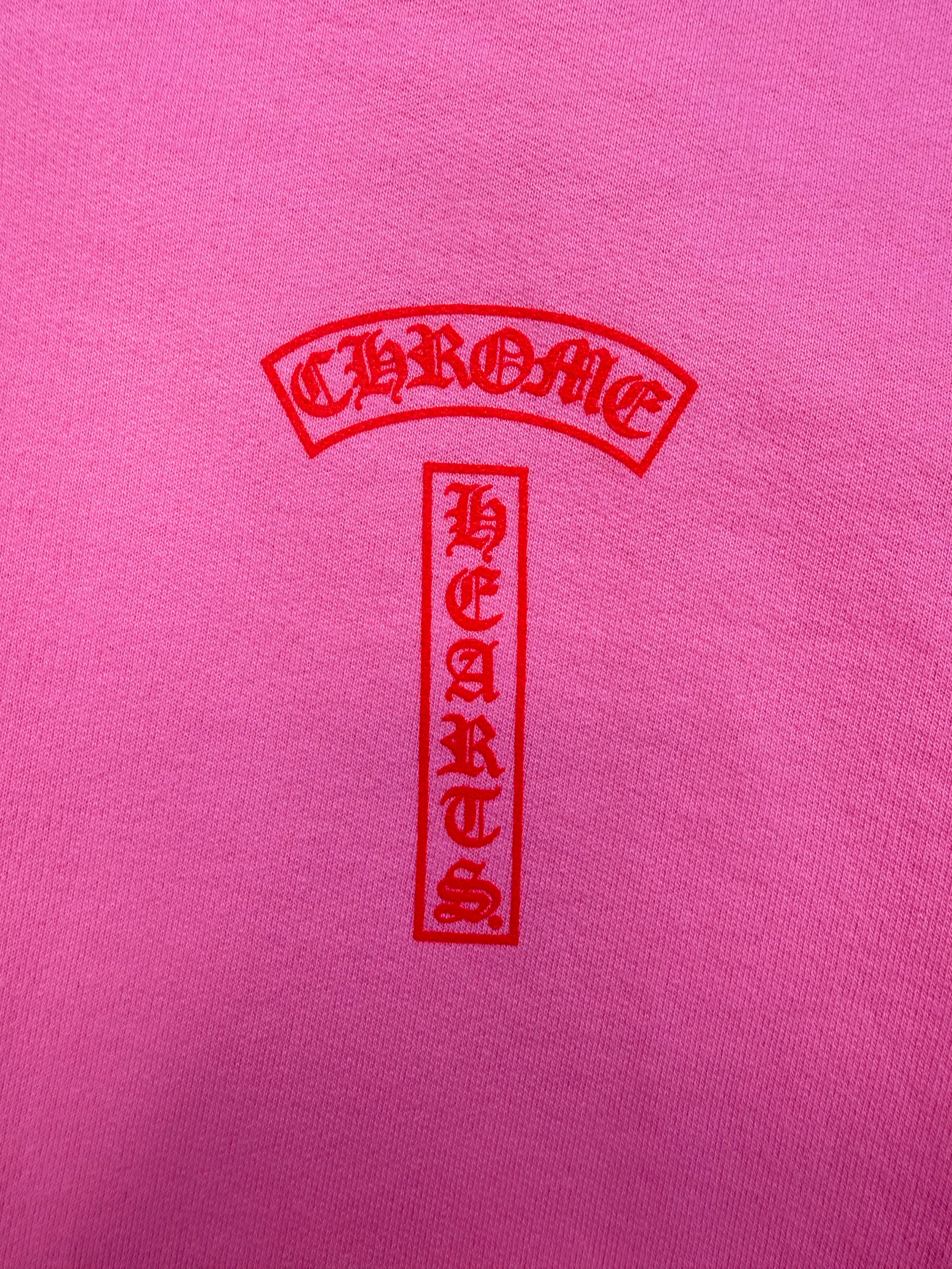 Chrome Hearts U.S.A Pink T Bar Logo Heavy Weight Hoodie