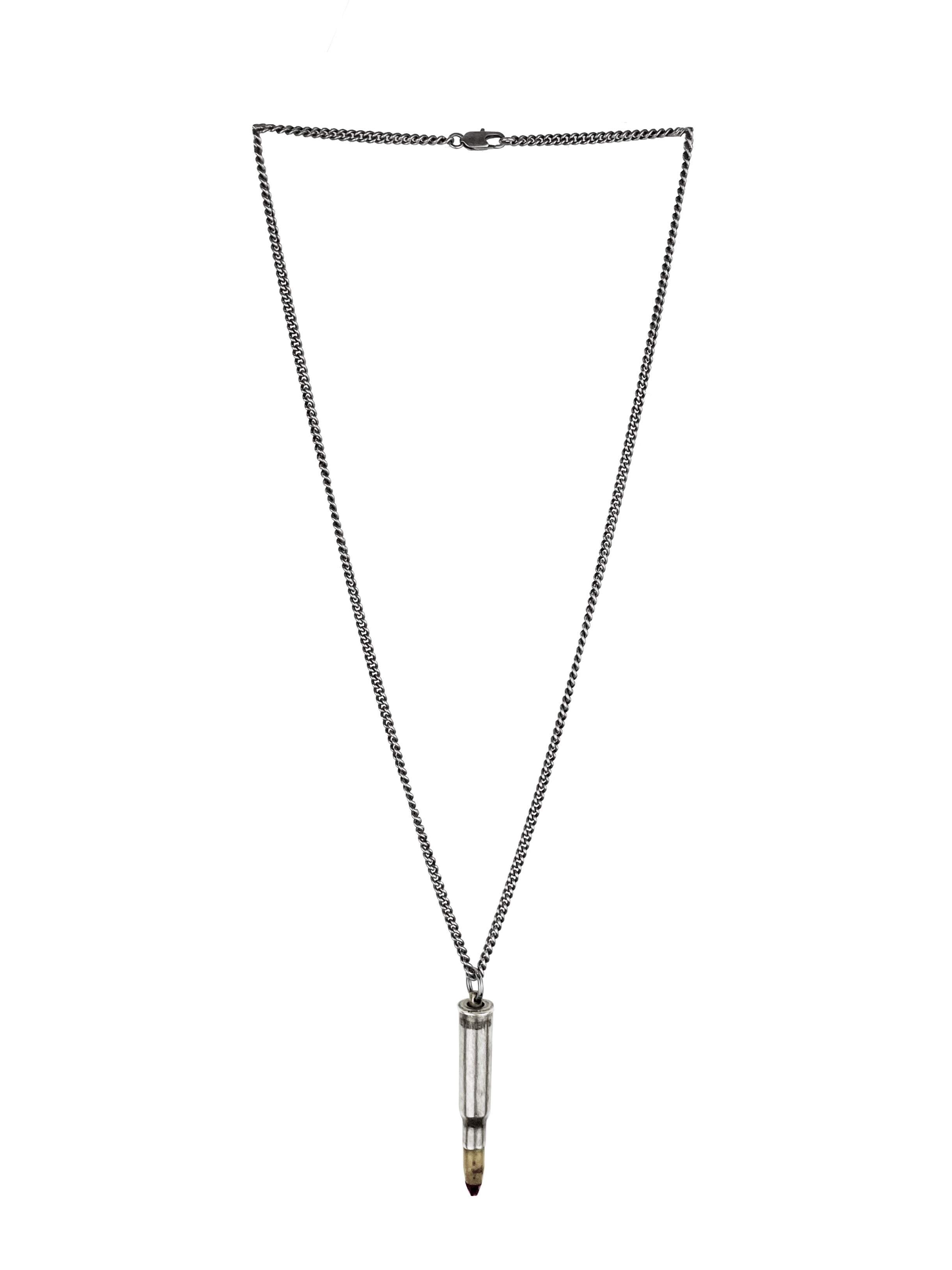 SS19 Vetements Silver Bullet Ruby Tip Cuban Link Necklace