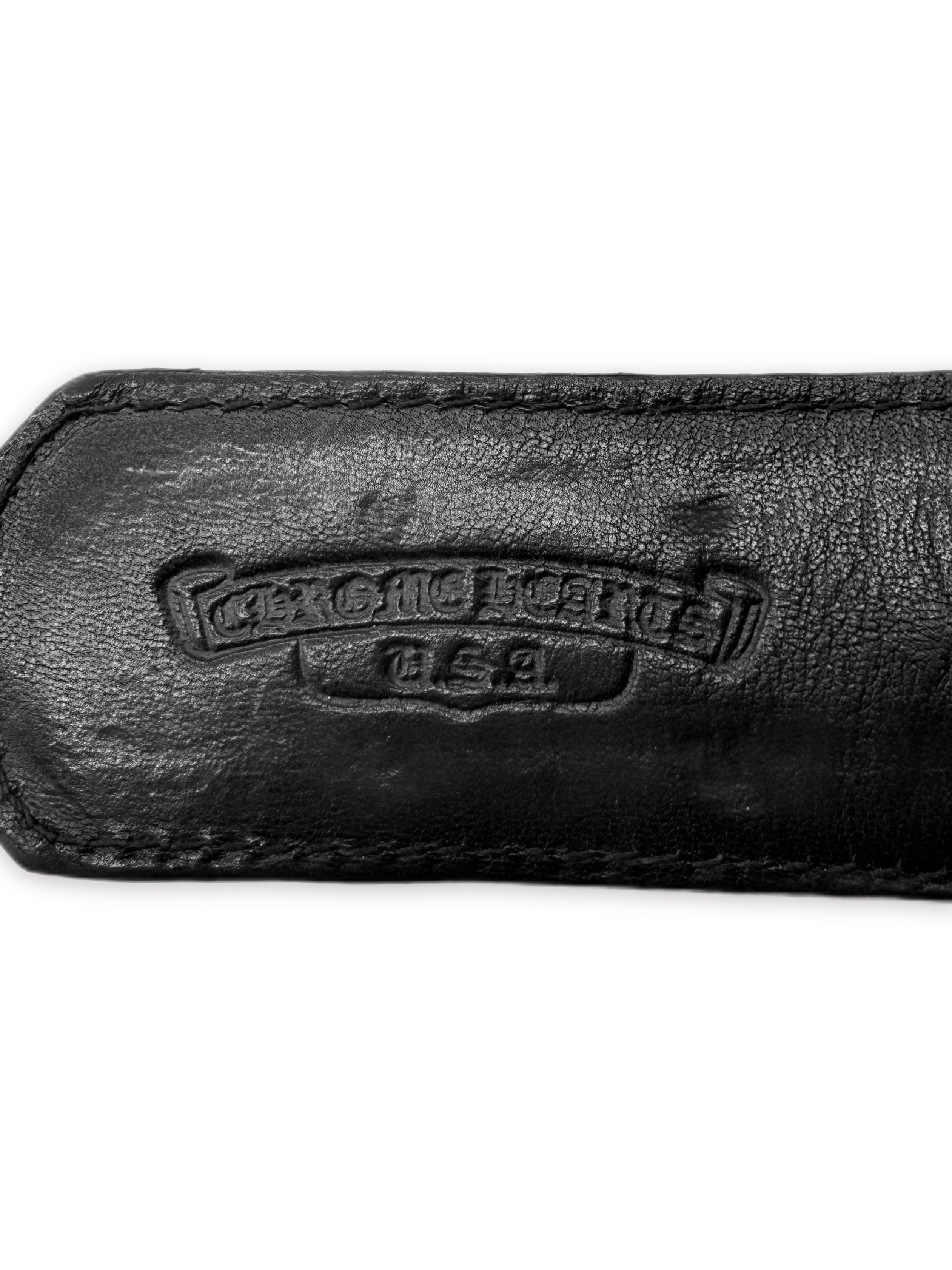 Chrome Hearts Pyramid Stud Black Leather Belt Strap