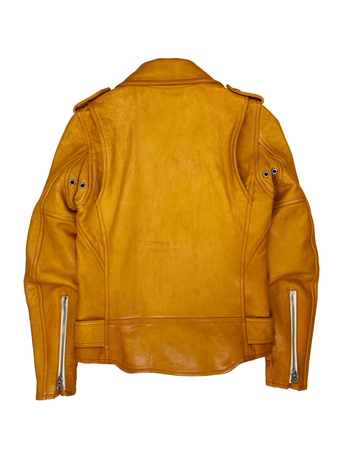 Blackmeans  Leather Asymmetric Belted Patina Biker Jacket