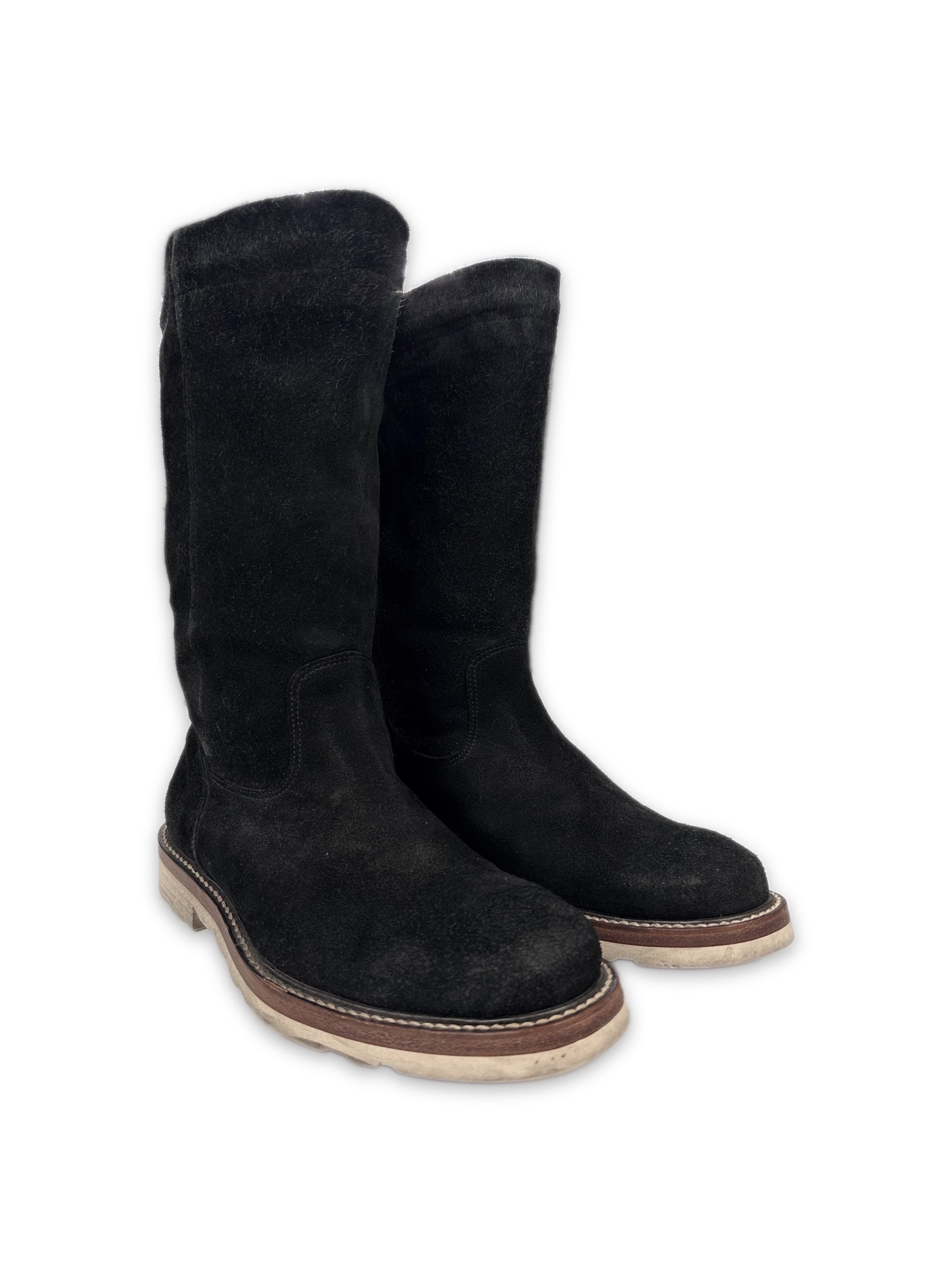 00s Mihara Yasuhiro Black Suede Puddle Boots