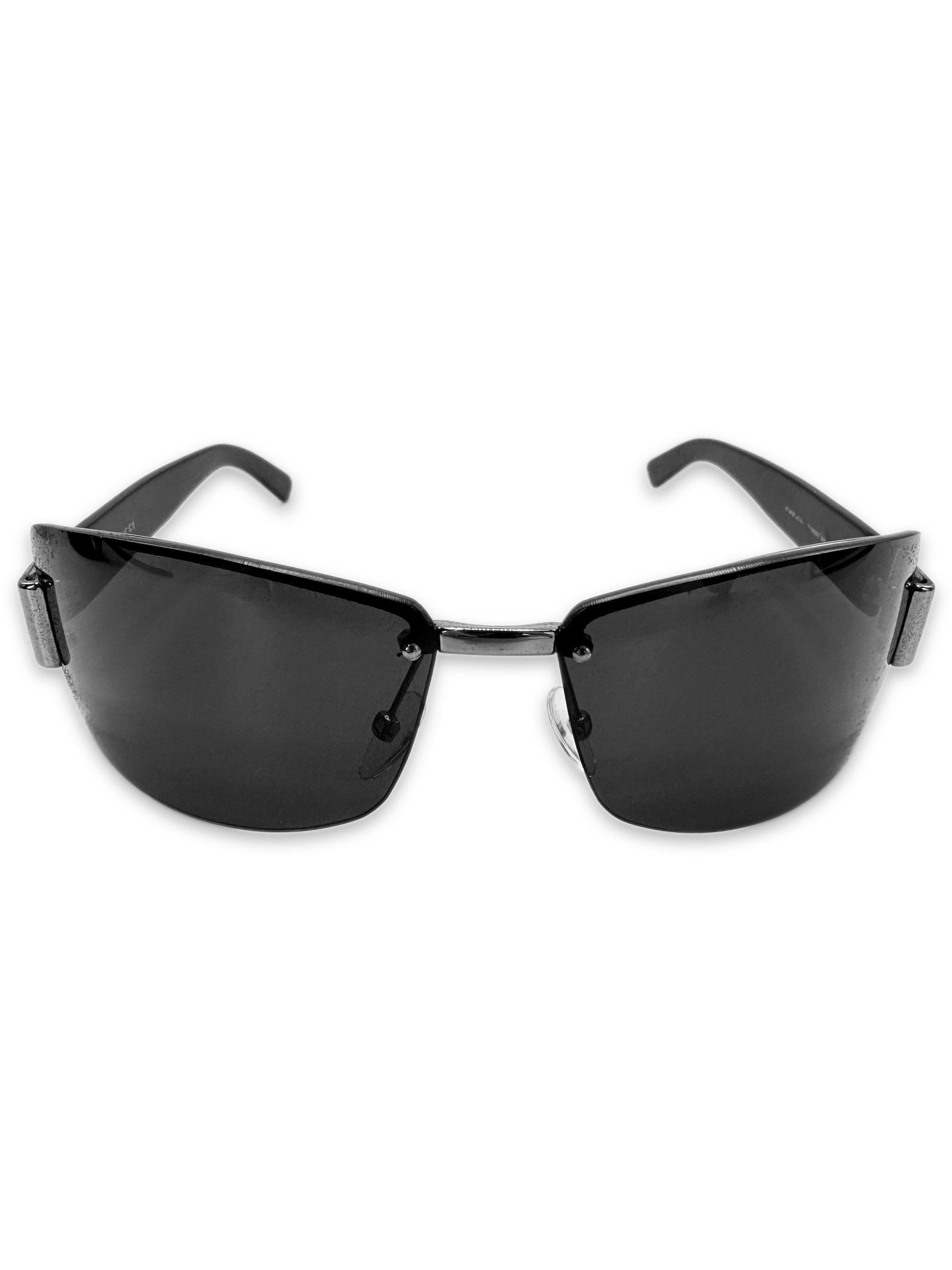 00s Gucci Black Tint ‘G’ Logo Rimless Sunglasses