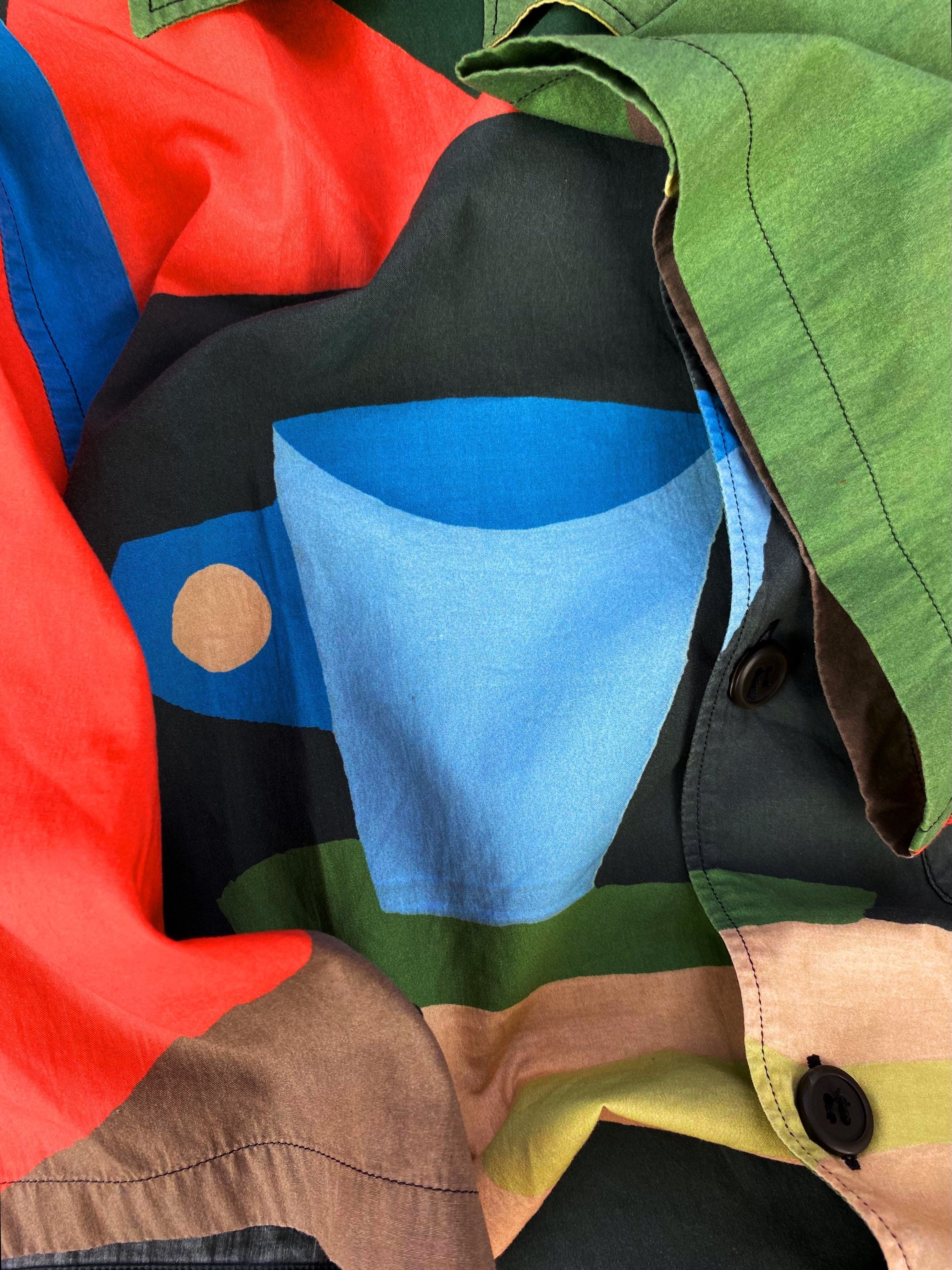 SS17 Prada ‘Still Life’ Abstract Colour Block Camp Collar Shirt