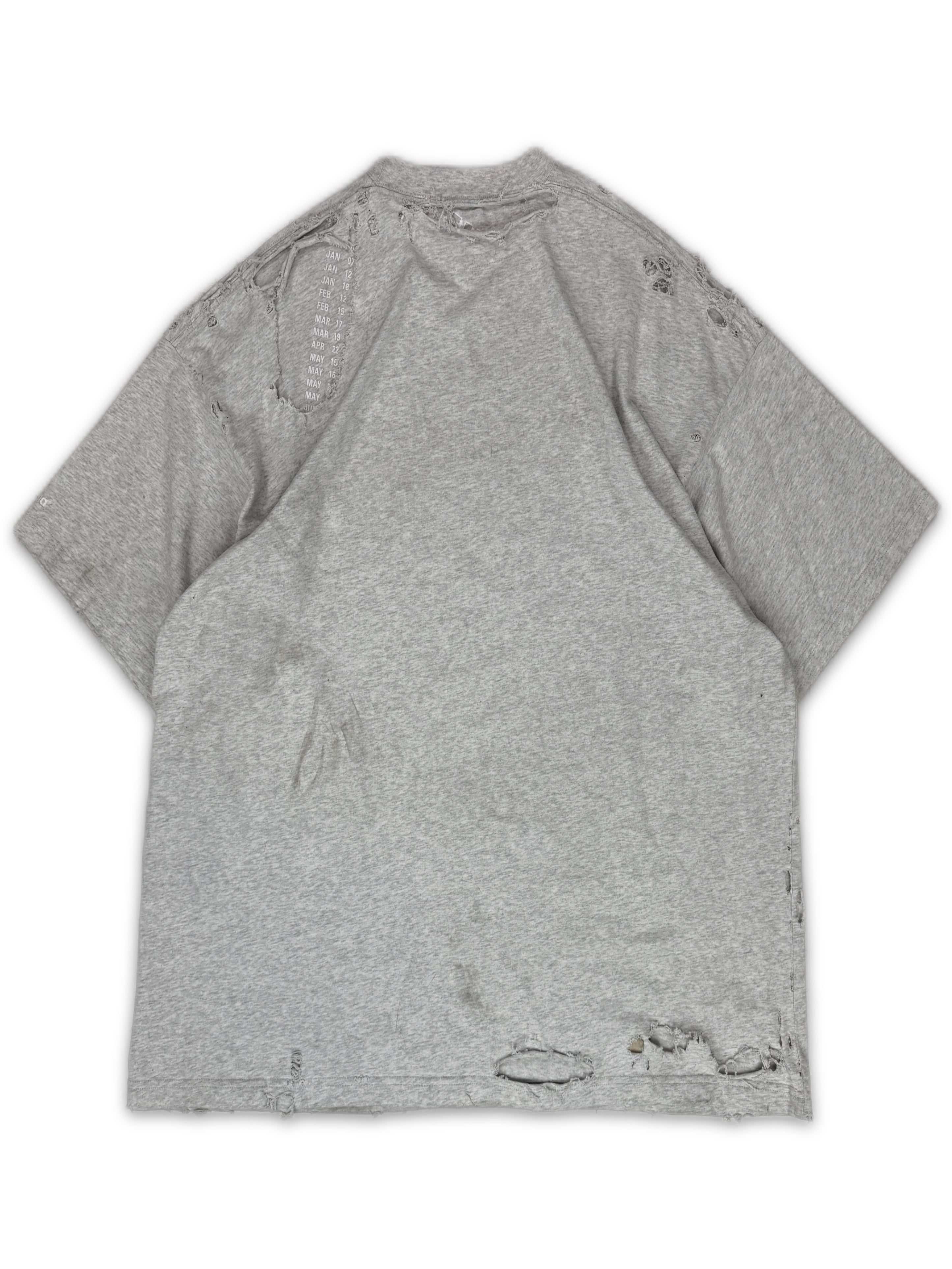 Balenciaga Distressed ‘Calendar’ Heather Grey Layered T-Shirt