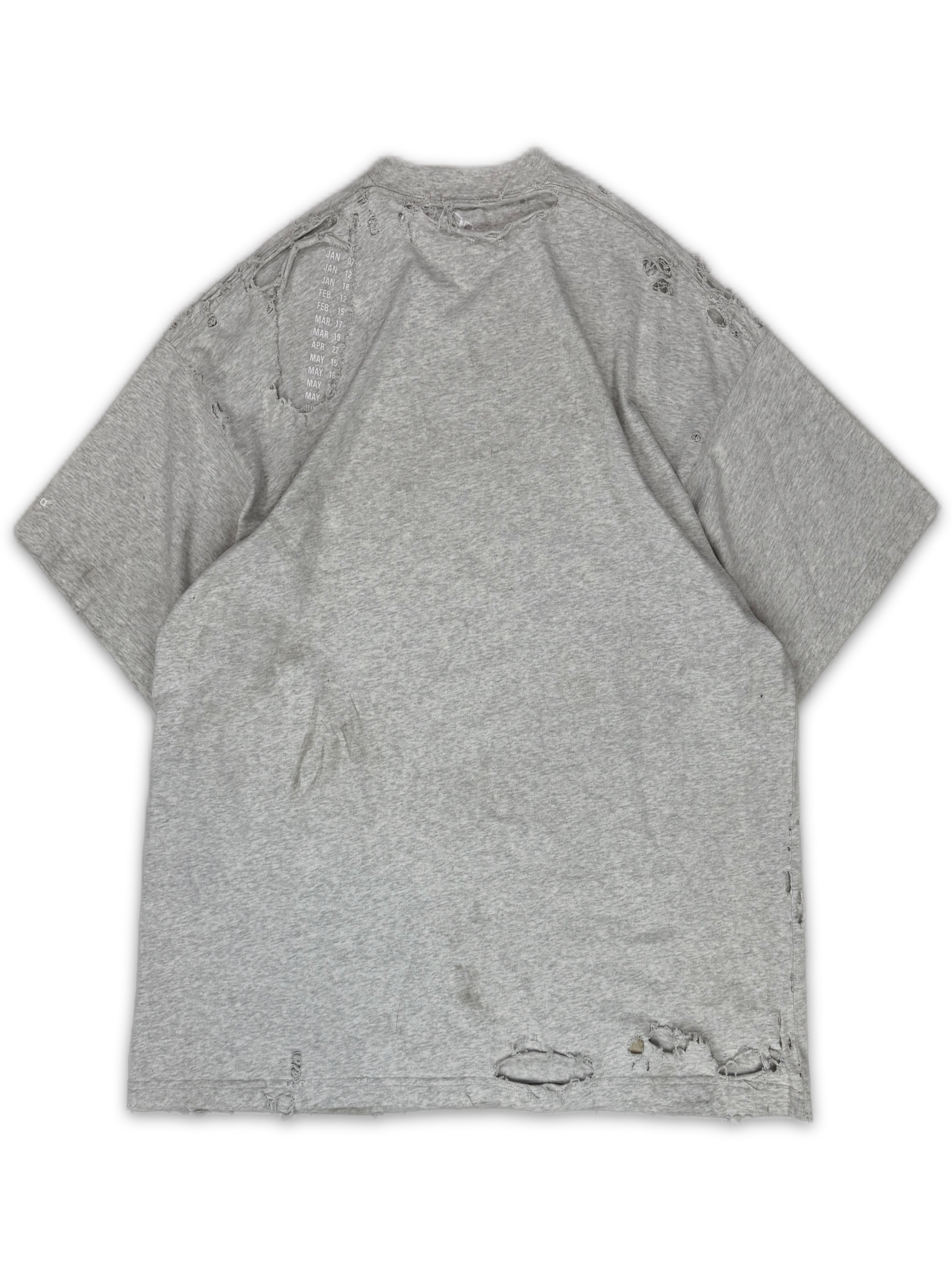 Balenciaga Distressed ‘Calendar’ Heather Grey Layered T-Shirt