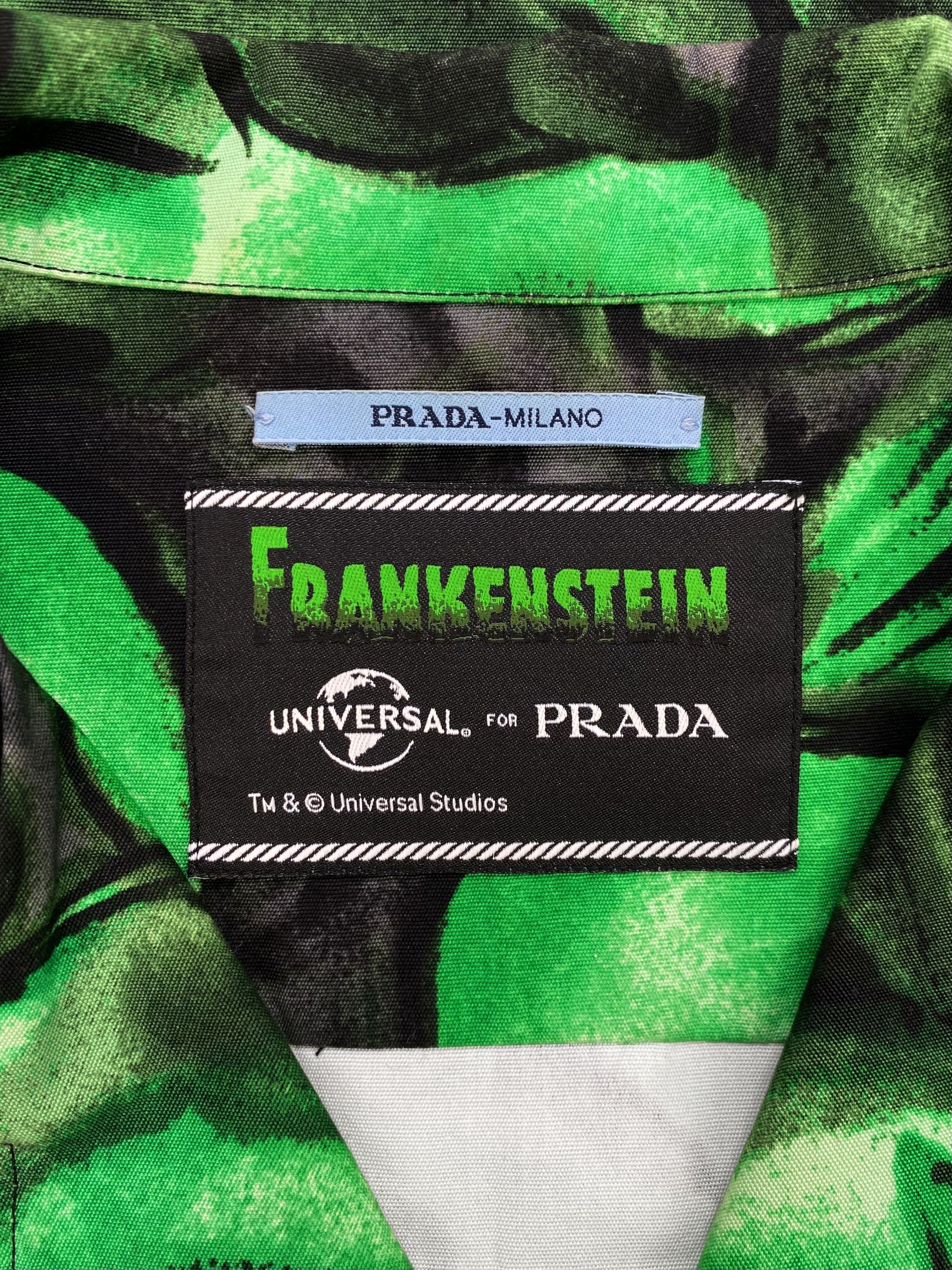 FW19 Prada “Frankenstein” Full Print Camp Collar Button Up
