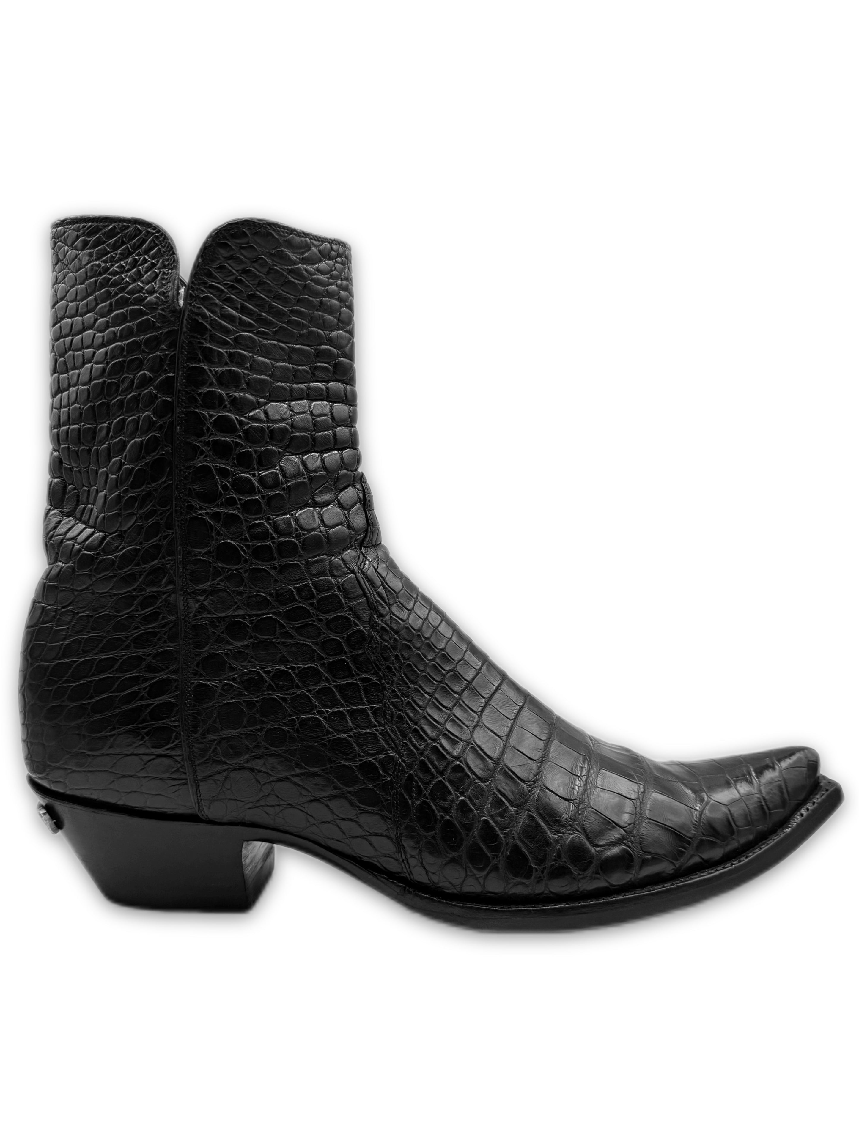 Chrome Hearts Crocodile Dagger Zip Black Leather Oak Sole Boots
