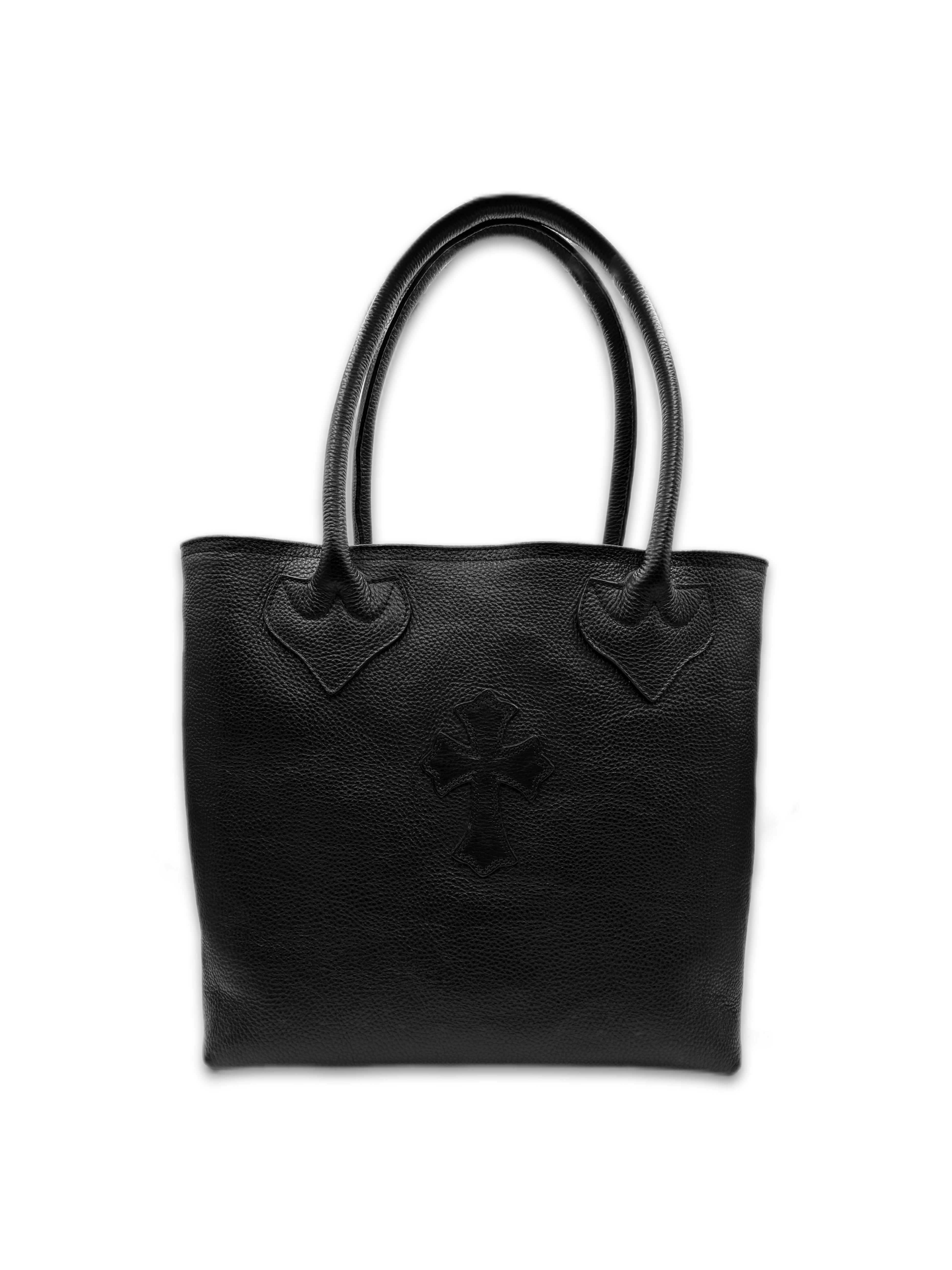 Chrome Hearts Cross Patch FS Black Leather Tote Bag