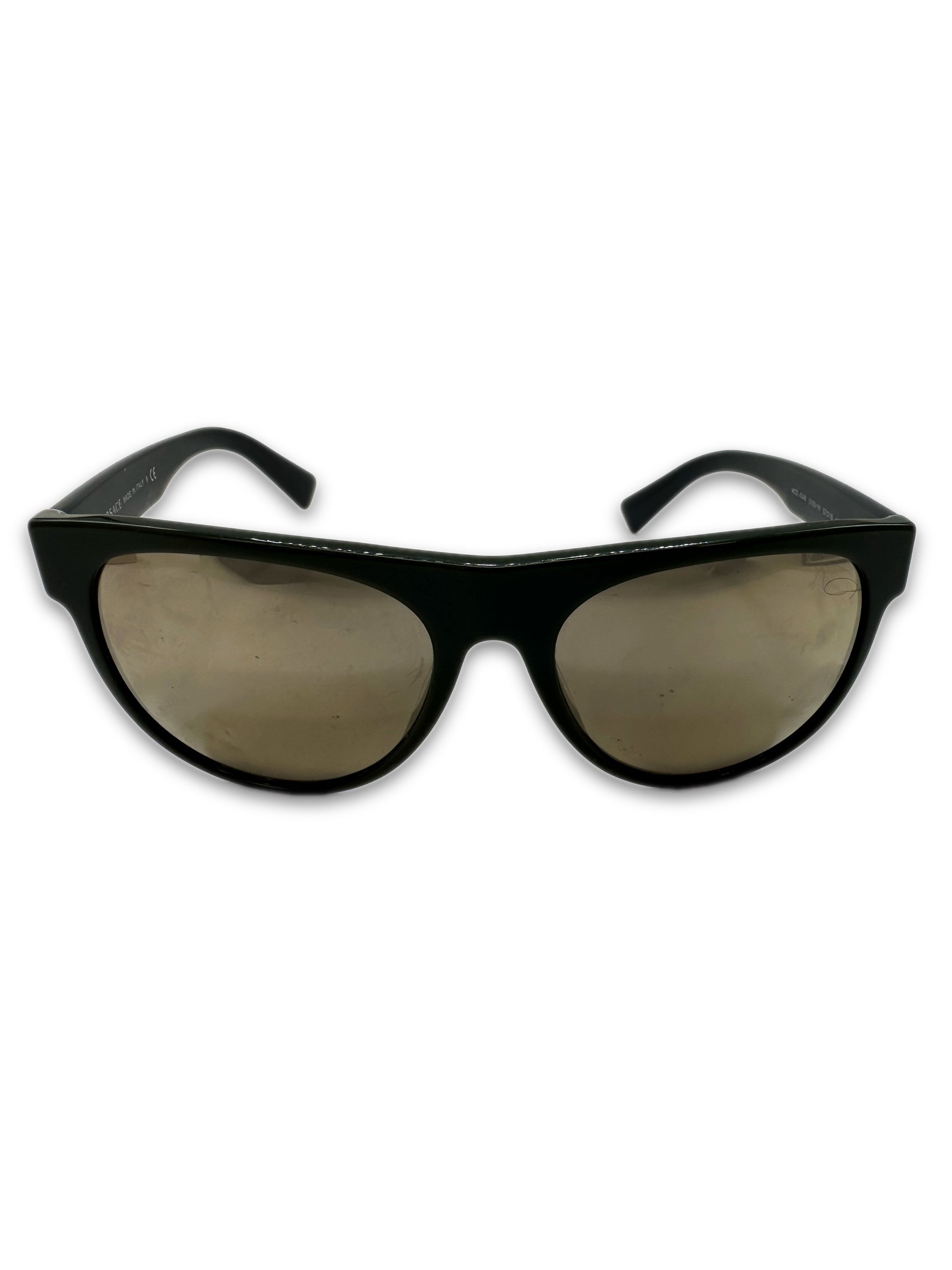 00s Versace ‘Studded’ Black Wayfarer Rounded Sunglasses