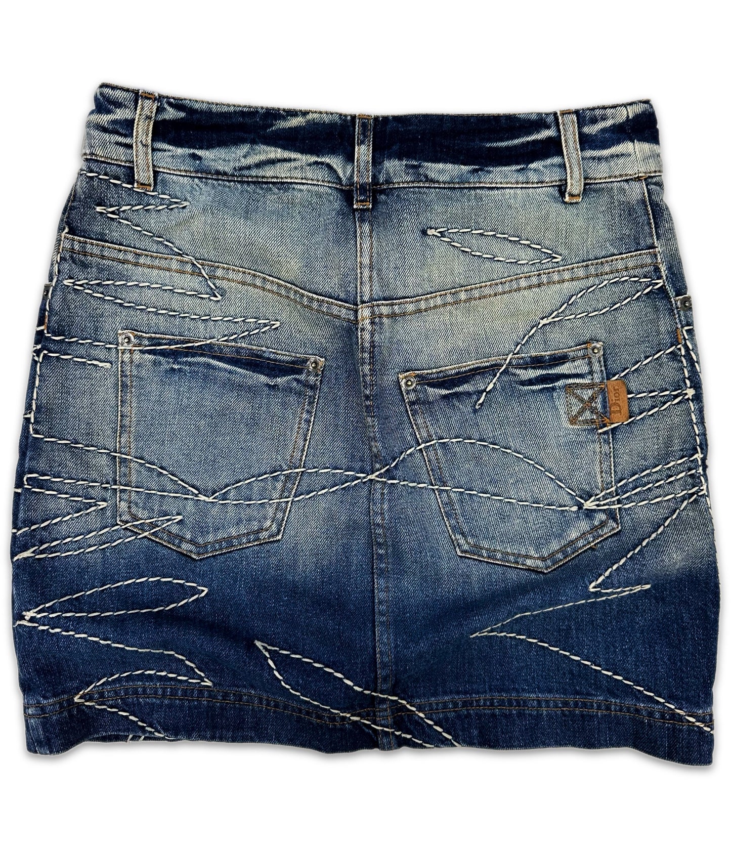 AW06 Dior by John Galliano ‘Abstract’ Emboridered Denim Mini Skirt