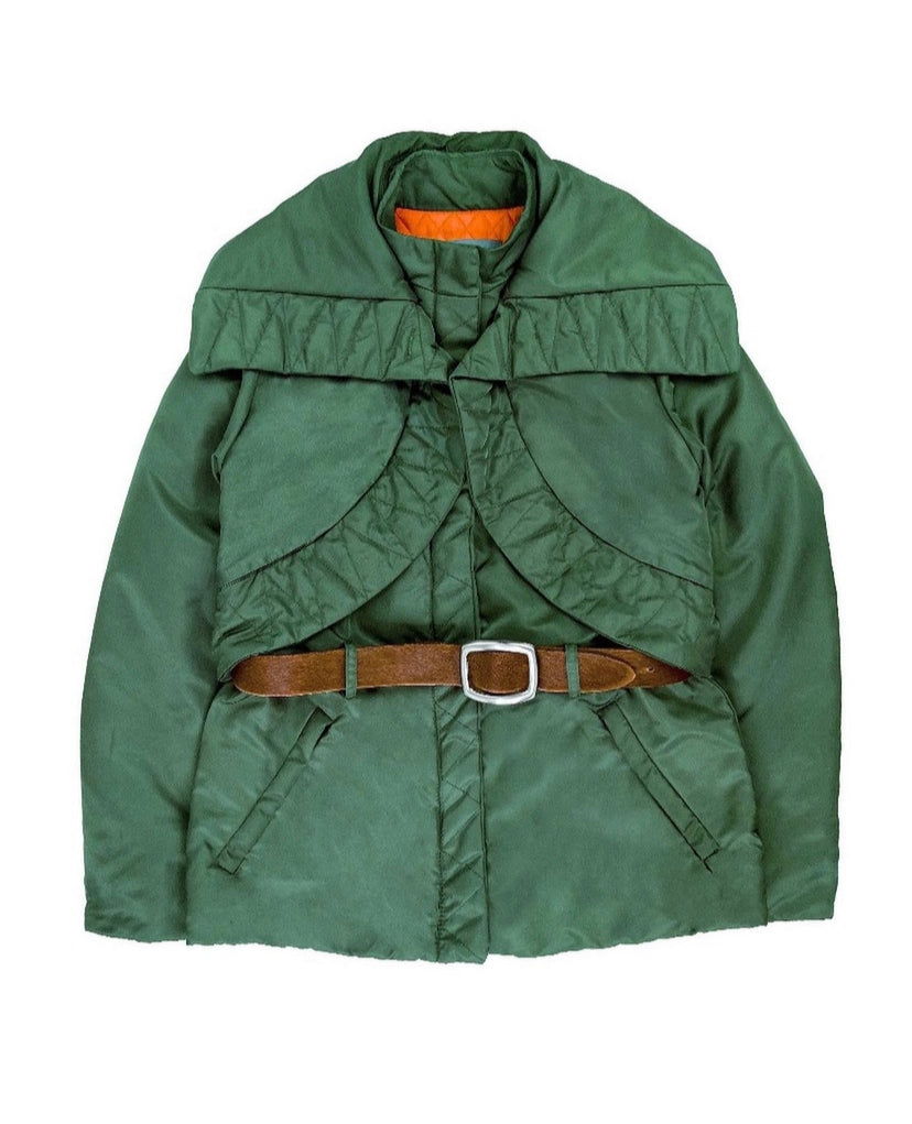 Alexander McQueen McQ Flared Collar Fur Belt Padded Jacket