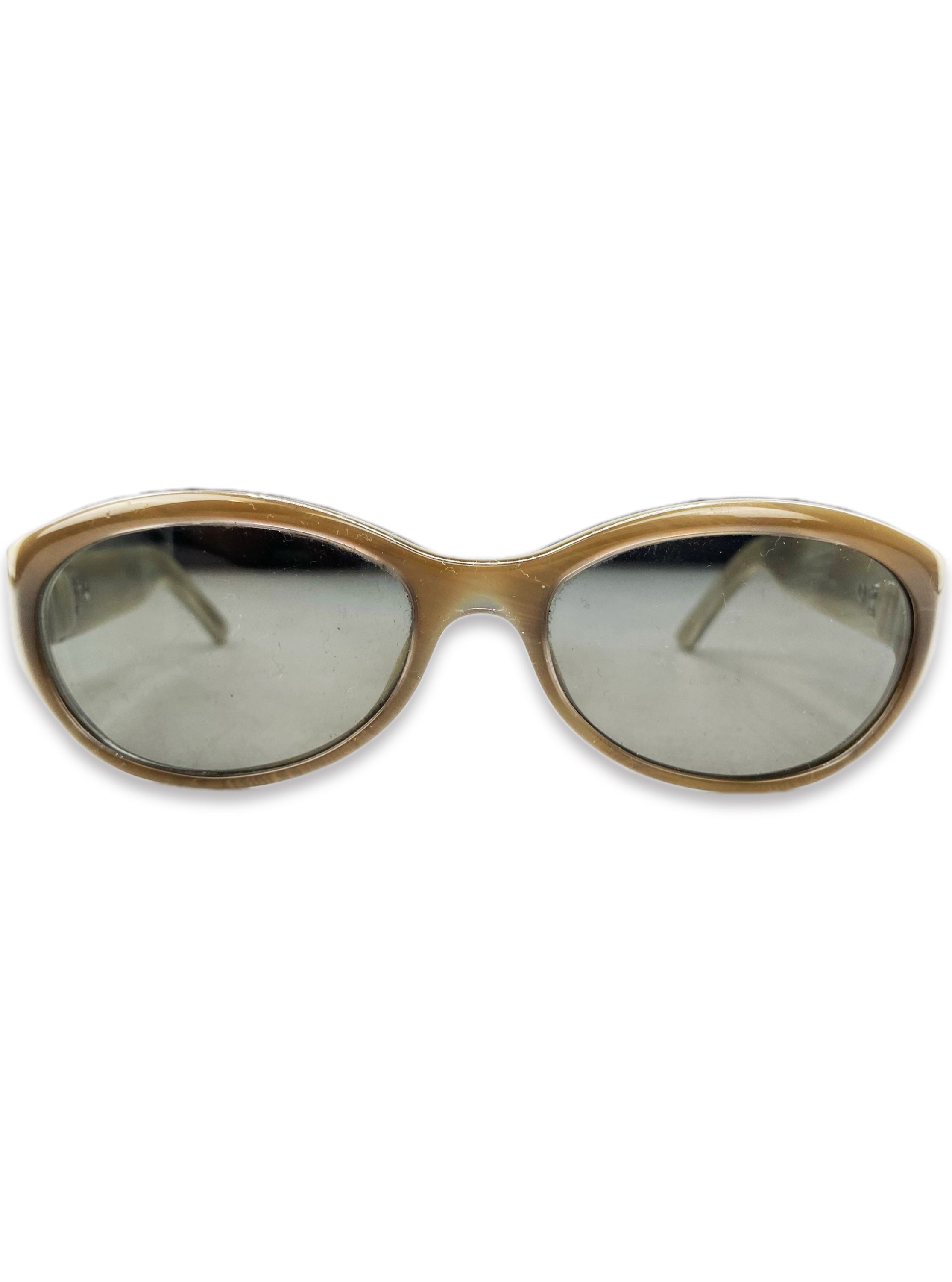 Gucci Metallic Etched Rounded Frame Brown Glasses