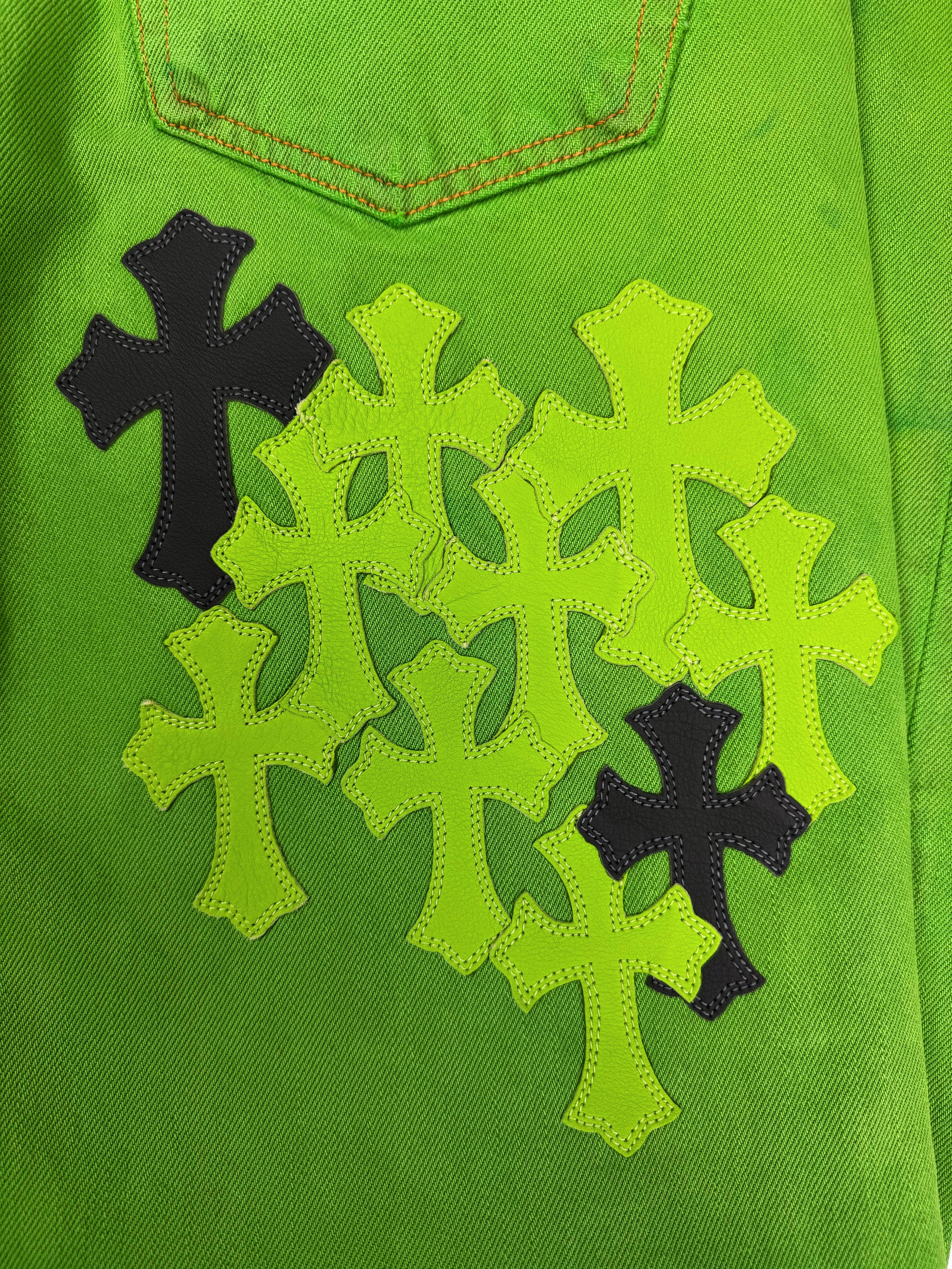 Chrome Hearts Flooded 26 Cross Patch Lime Green Levi’s 501 Jeans