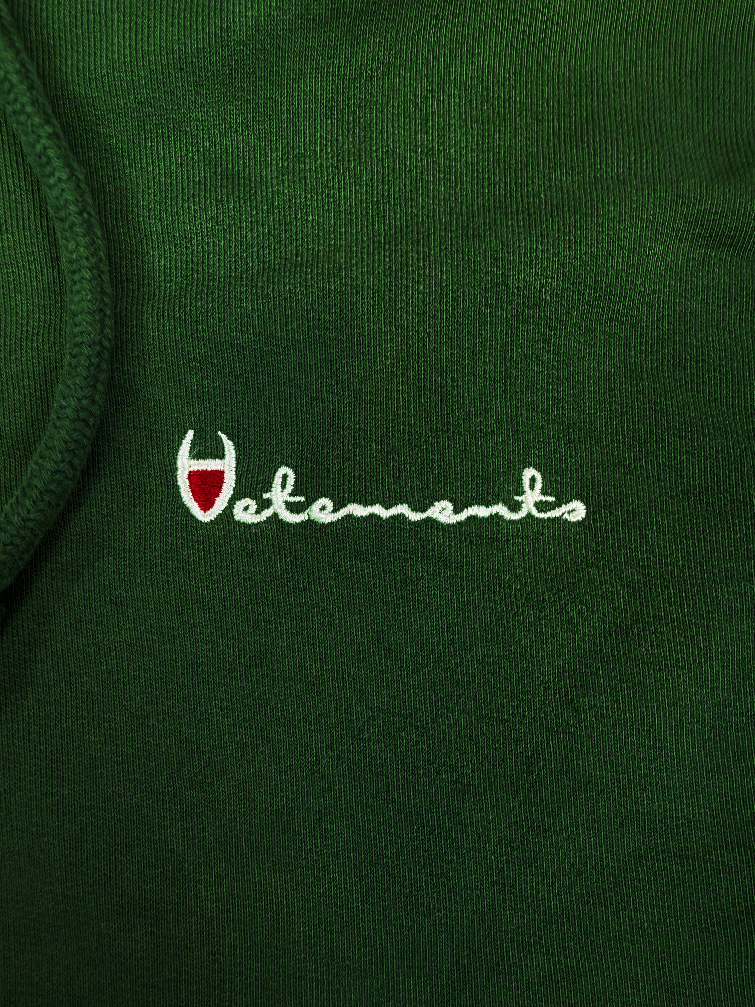 SS16 Vetements x Champion ‘Polizei’ Reversible Cropped Green Hoodie