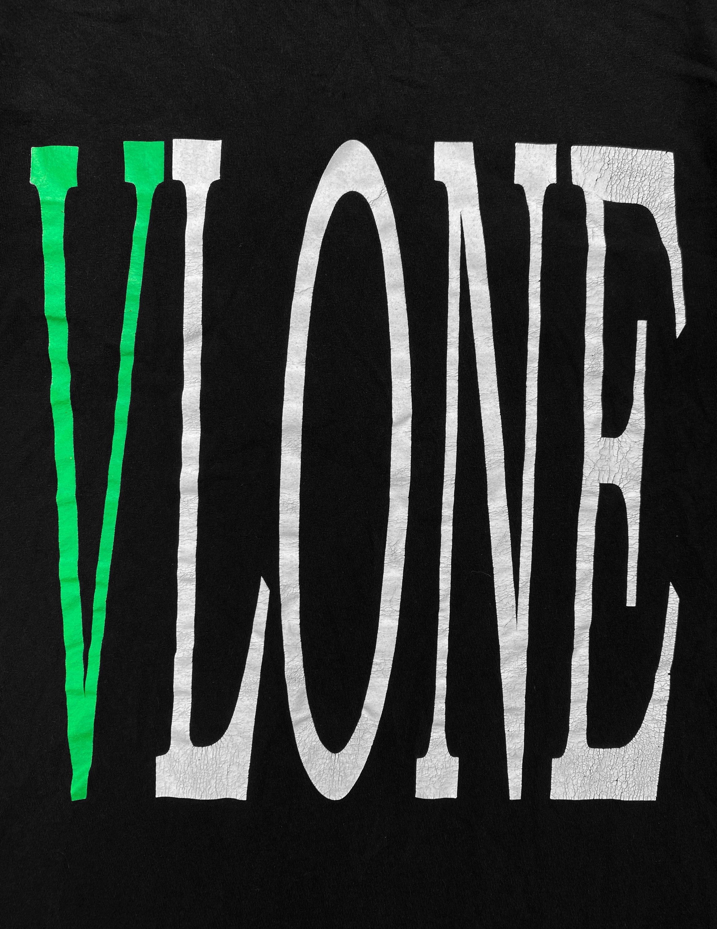 Vlone “V” Green Staple Graphic Black T-Shirt