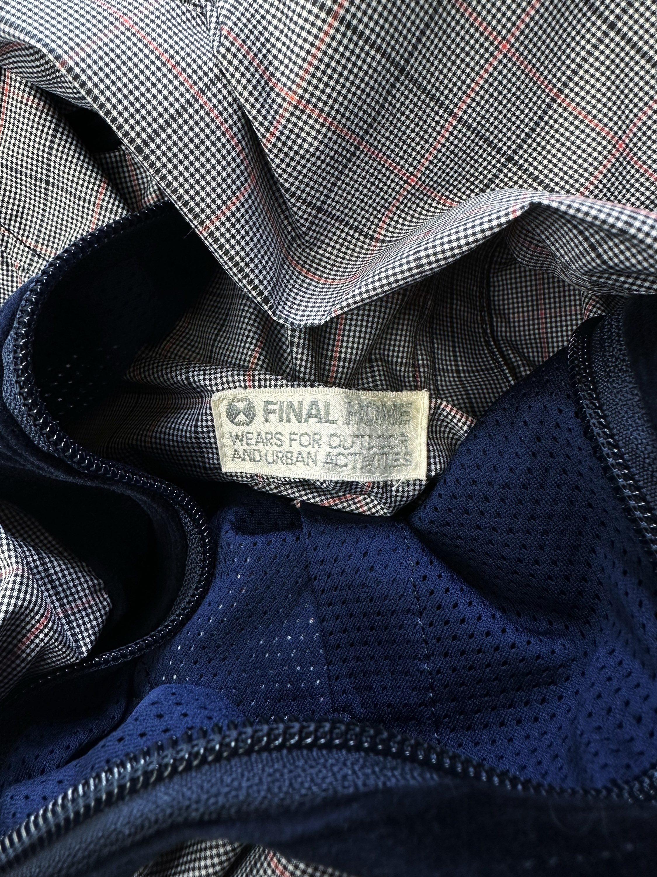 00s Final Home Blue Plaid Exposed Zip Nylon Jacket