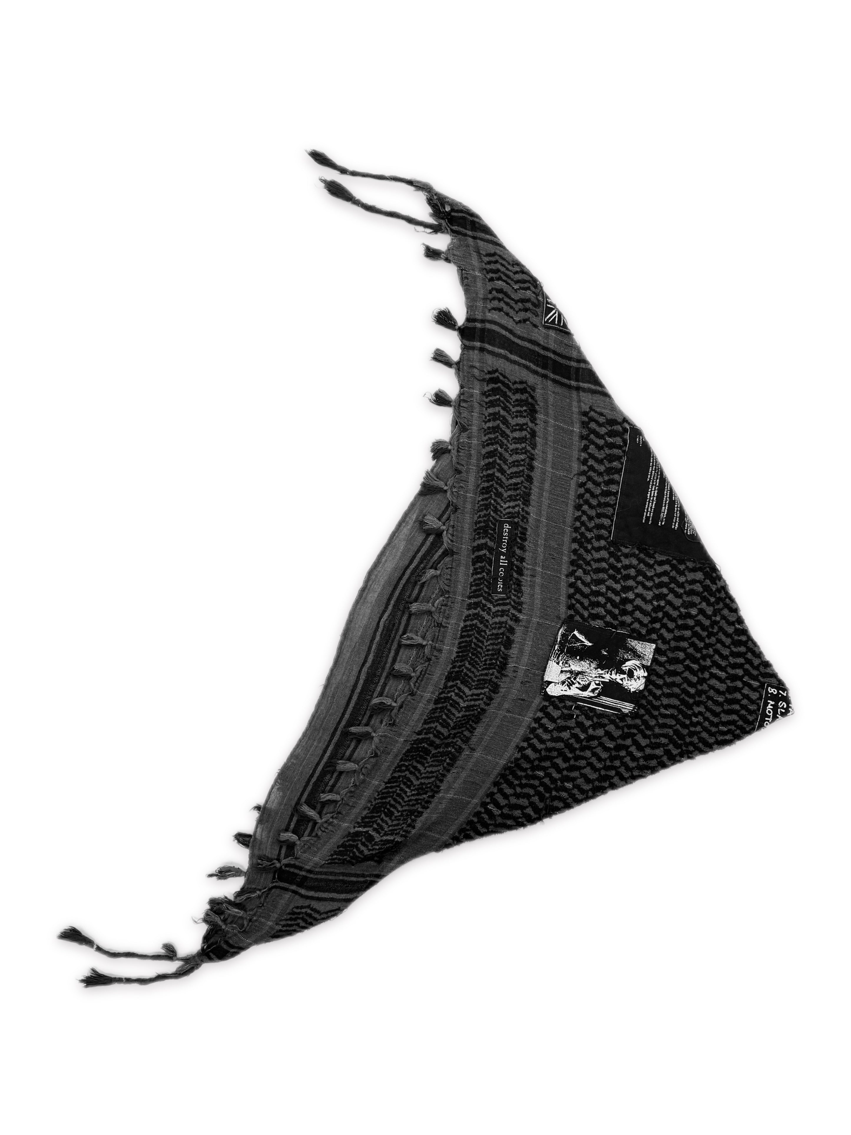 AW01 Raf Simons Riot Riot Riot Patched Black Keffiyeh Scarf