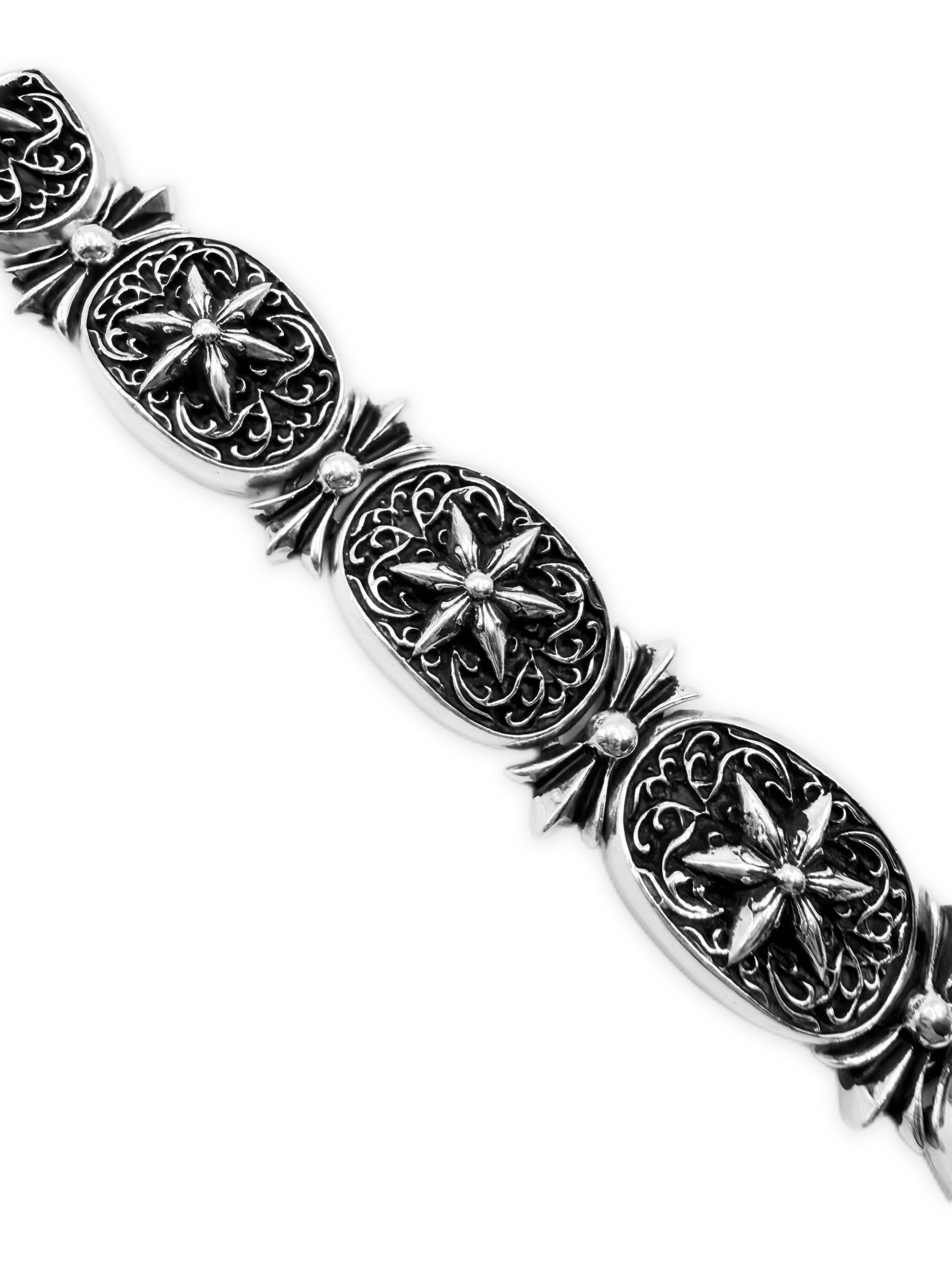 Chrome Hearts Star Oval Floral .925 Silver Bracelet