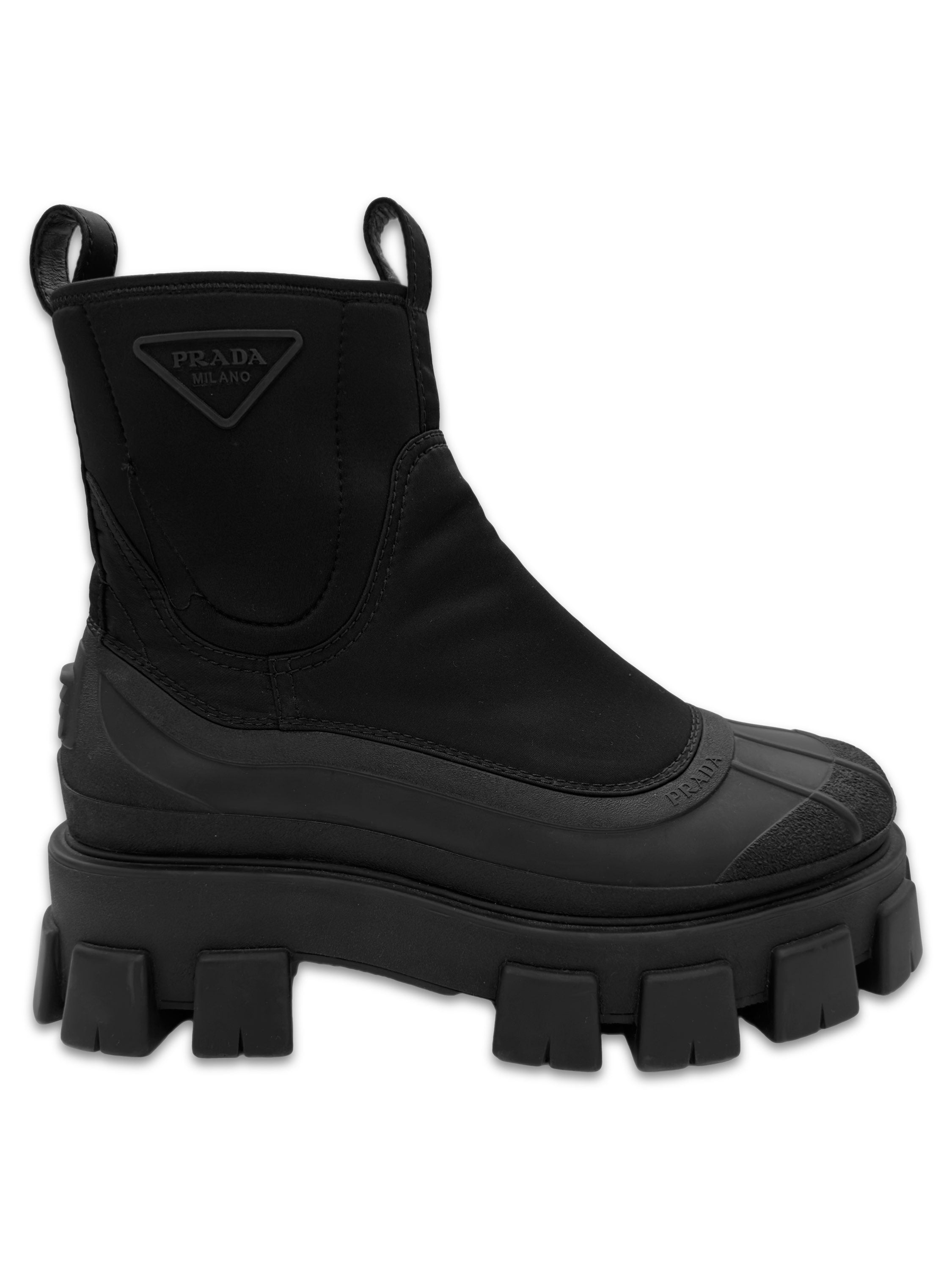 Prada ‘Monolith’ Re-Nylon Gabardine Black Chunky Boots