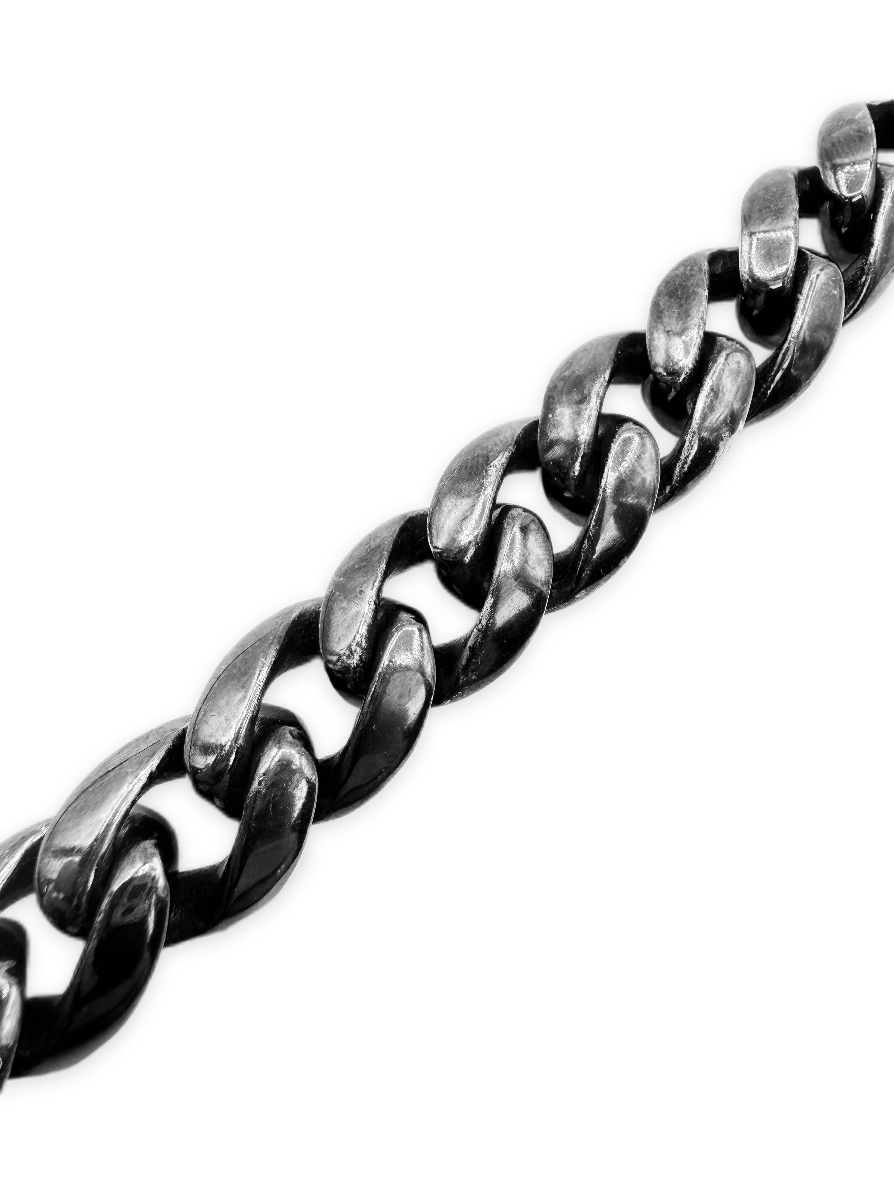 Chrome Hearts Black Rhodium Dagger ID Cuban Link 8.5 inch Bracelet