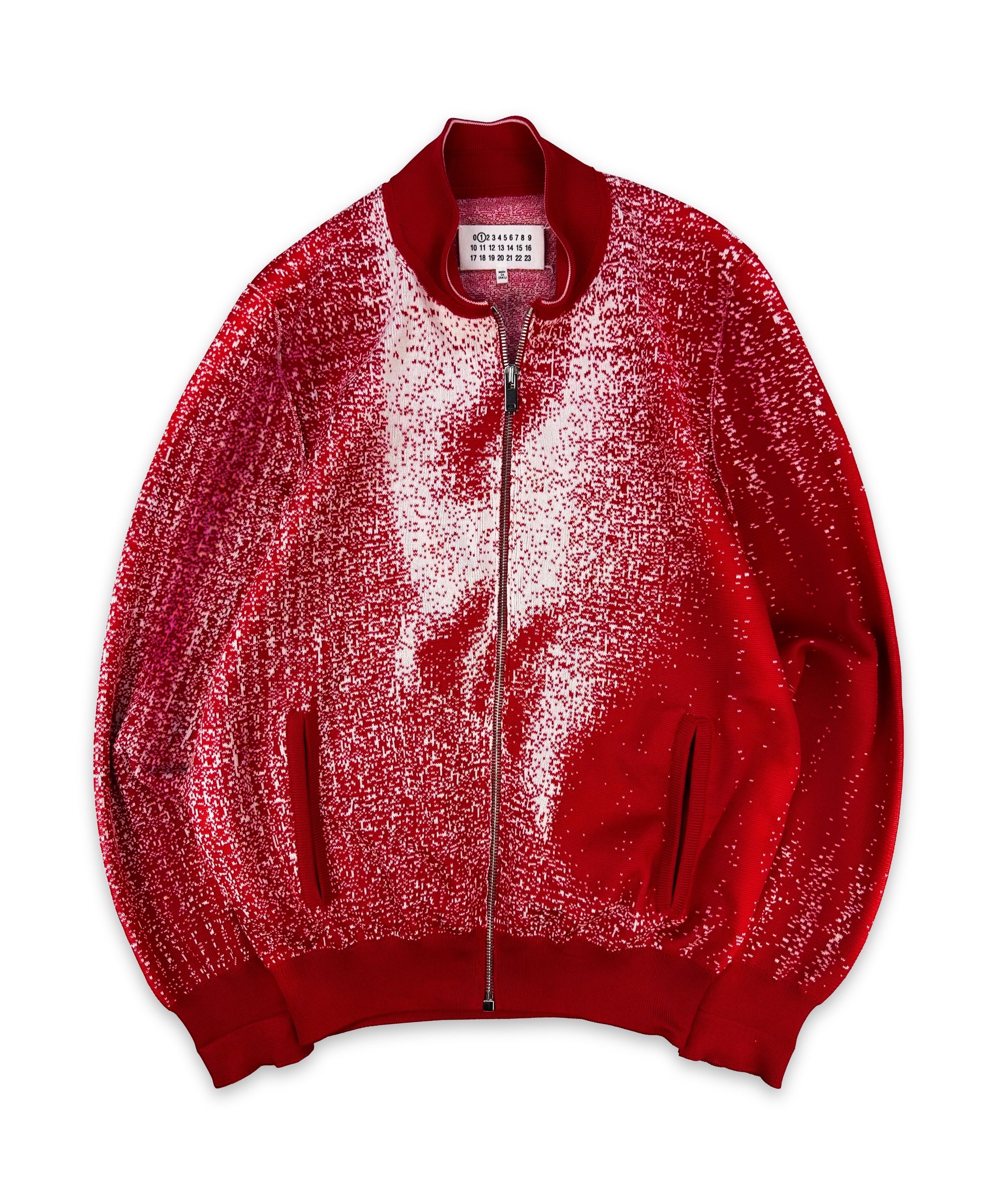 SS17 Maison Margiela ‘Face’ Pointillism Knit Cherry Bomber Jacket