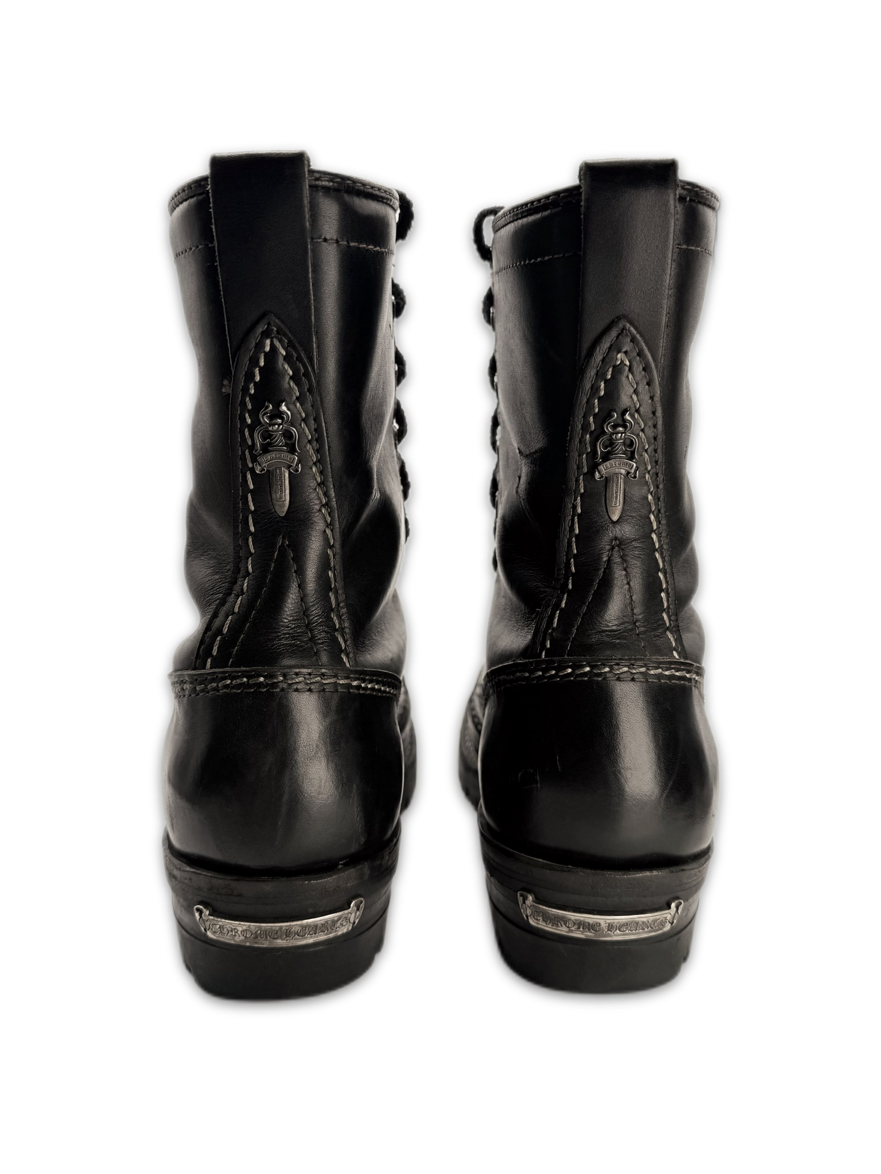 Chrome Hearts x Wesco Front Dagger Zip Leather Fireman Boots