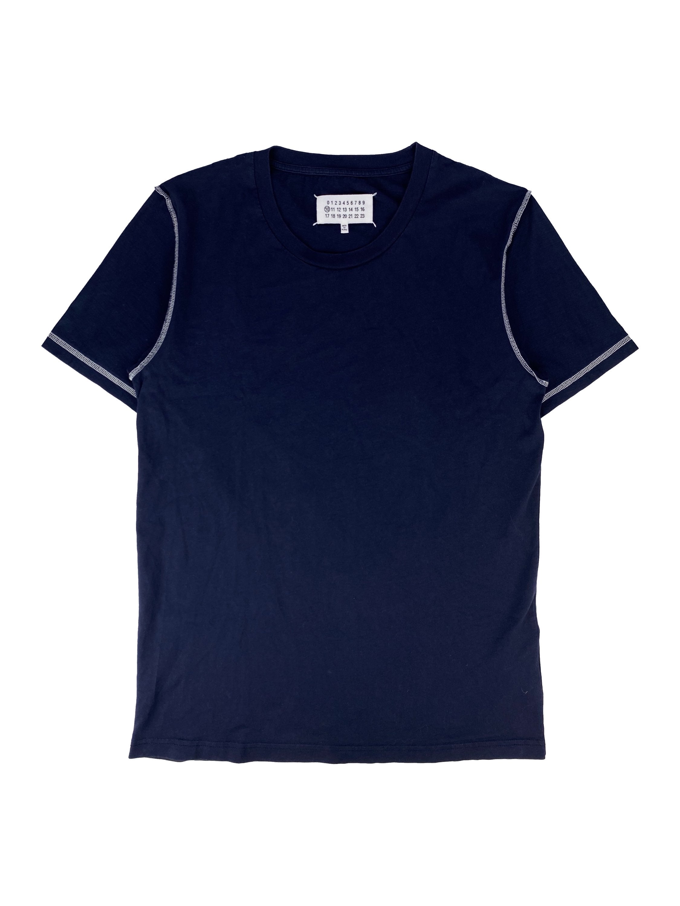 Maison Margiela Navy Blue Contrast Stitch T-Shirt