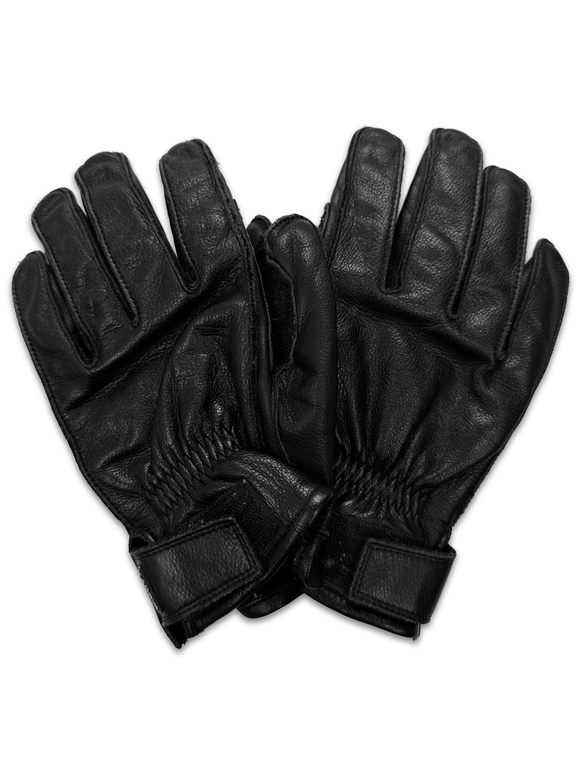 00s Kadoya Black Leather Moto Biker Gloves