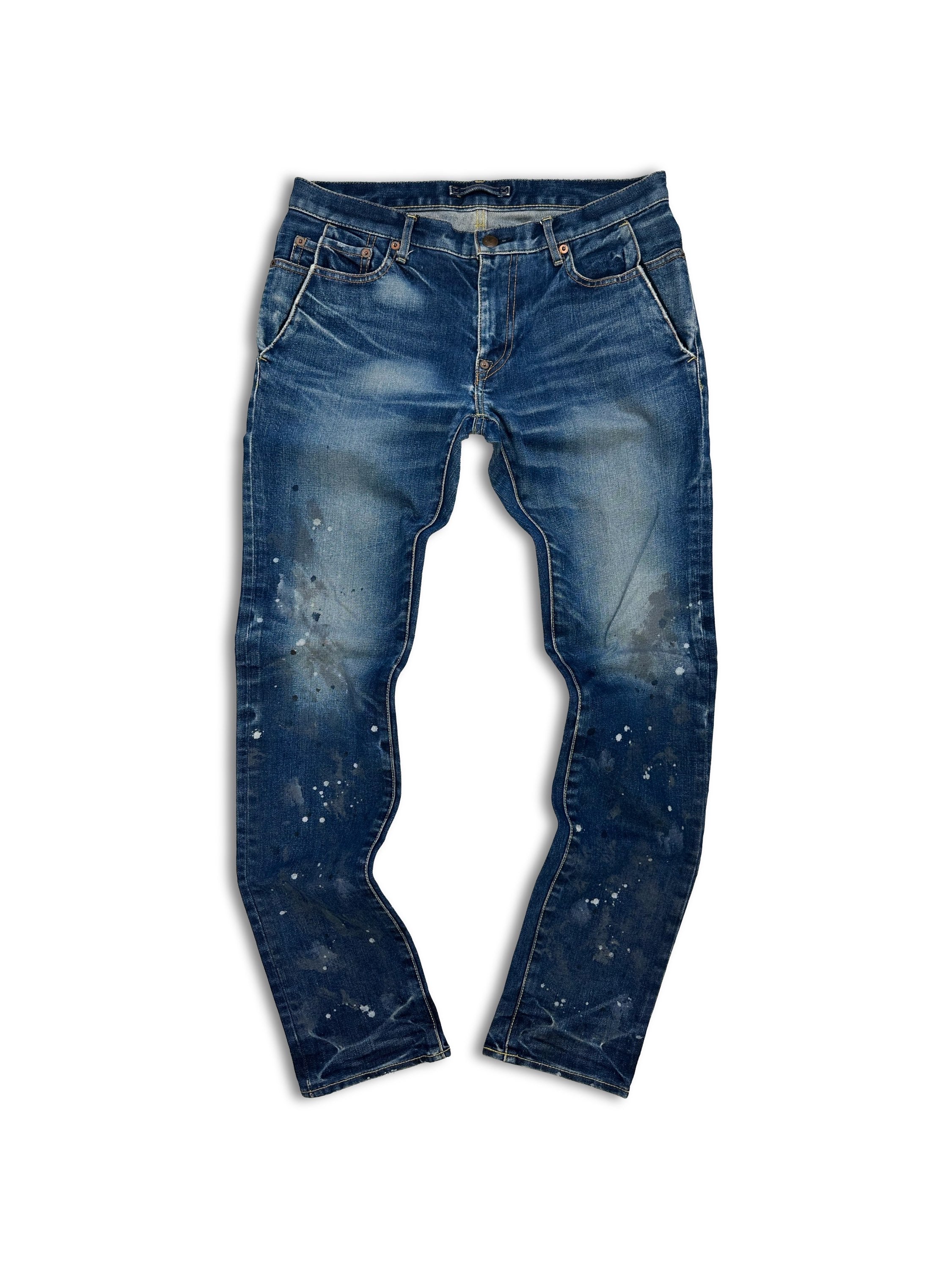 Mihara Yasuhiro Paint Splatter Distressed Indigo Denim