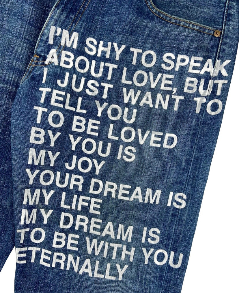 SS02 Junya Watanabe “Eternal Love” Poem Indigo Washed Denim