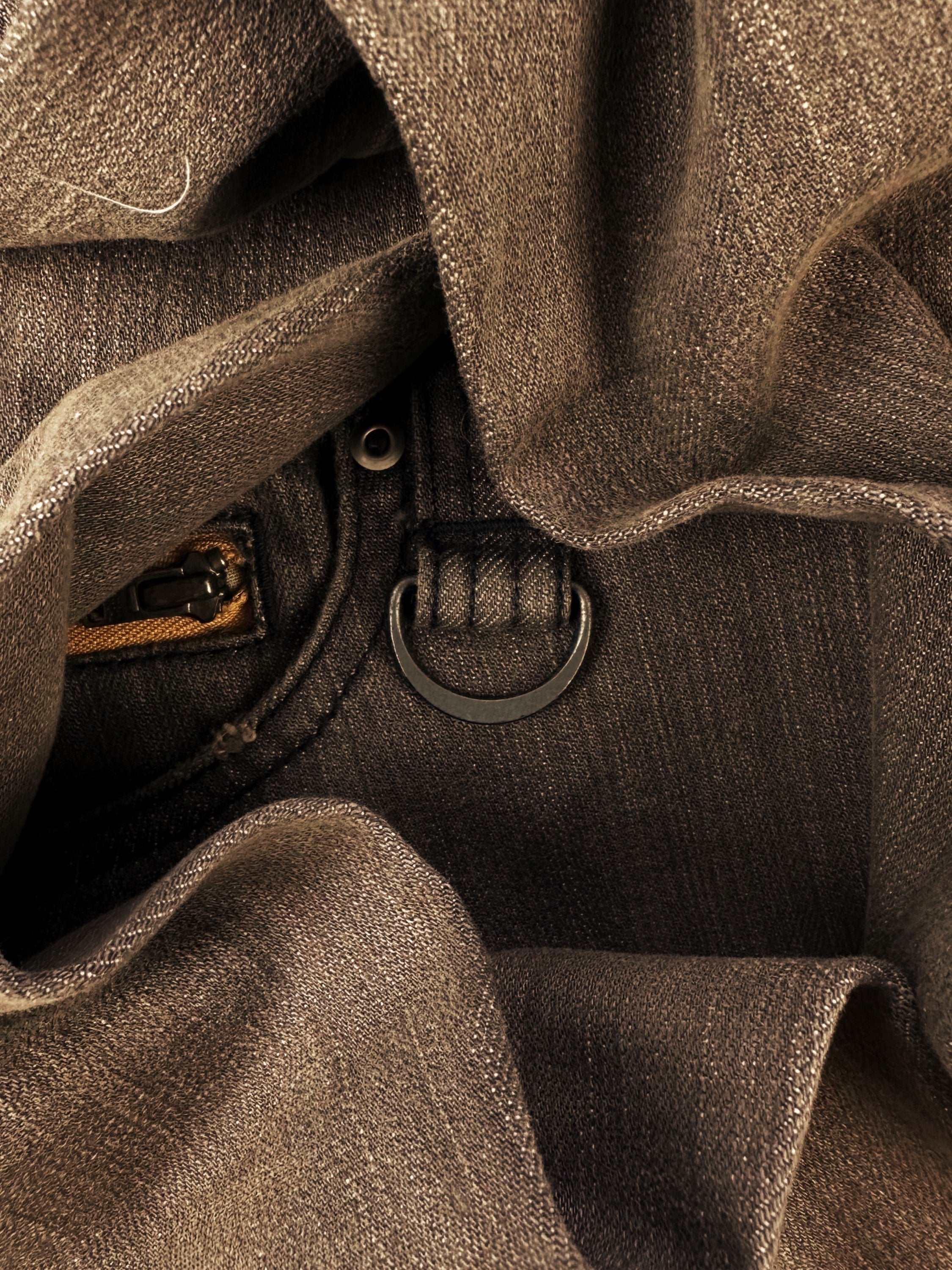 Tete Homme Backwards Sand Wash D-Ring Flare Cut Denim