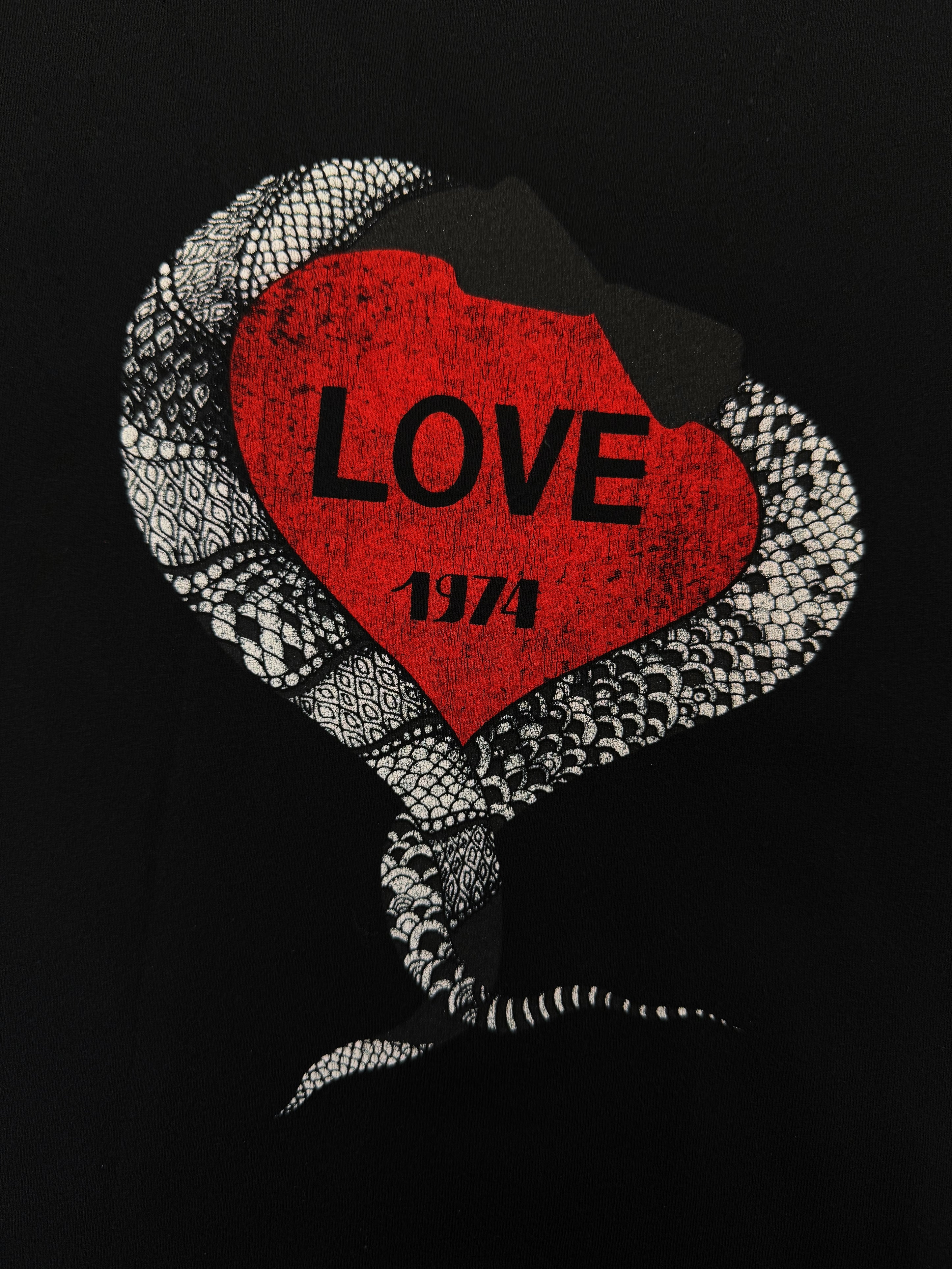 Saint Laurent Paris ‘Snake Love’ Red Hearts Black Graphic T-Shirt